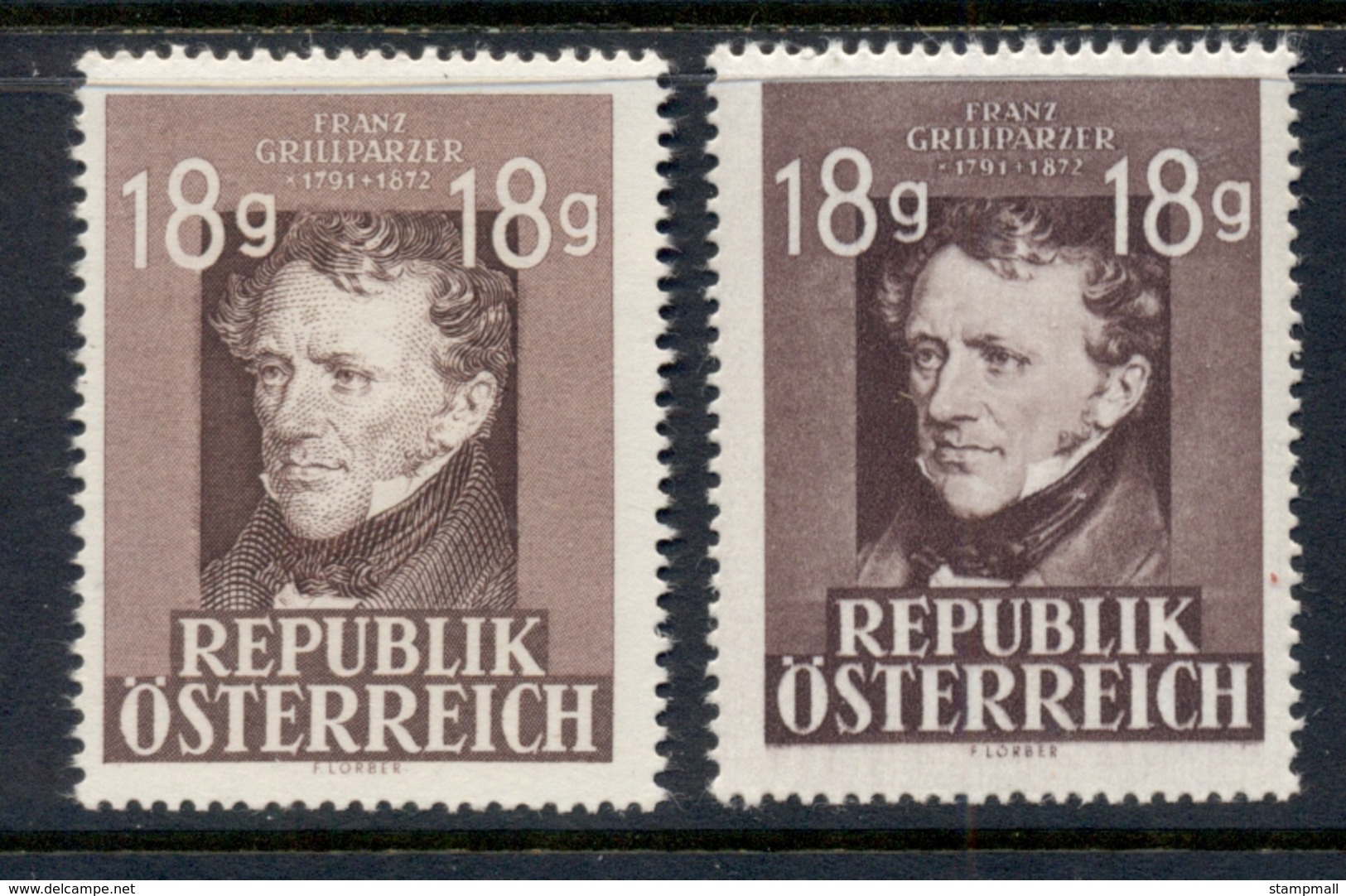 Austria 1947 Franz Grillparzer, 2 Printings MUH - Unused Stamps