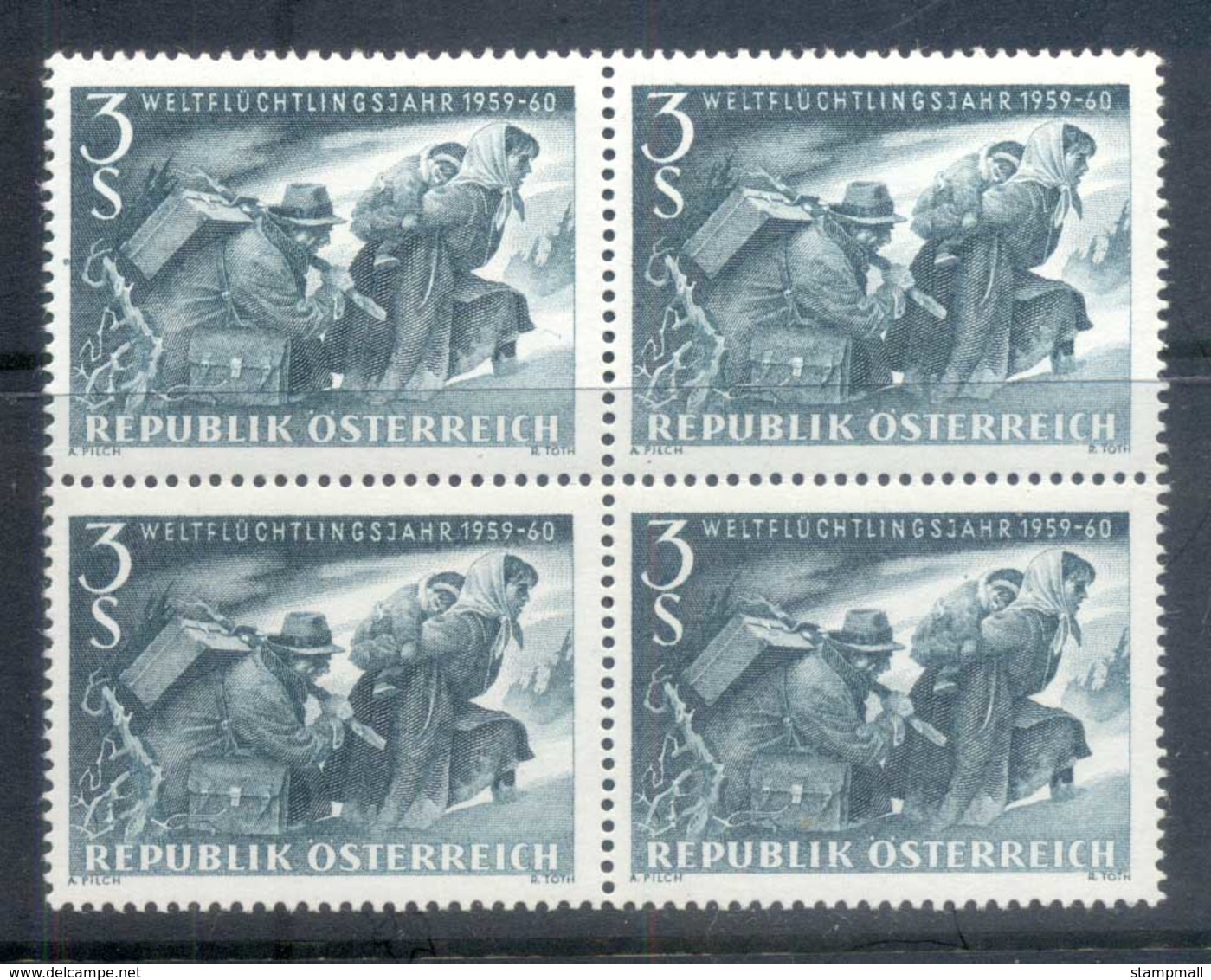 Austria 1960 World Refugee Year Blk4 MUH - Unused Stamps