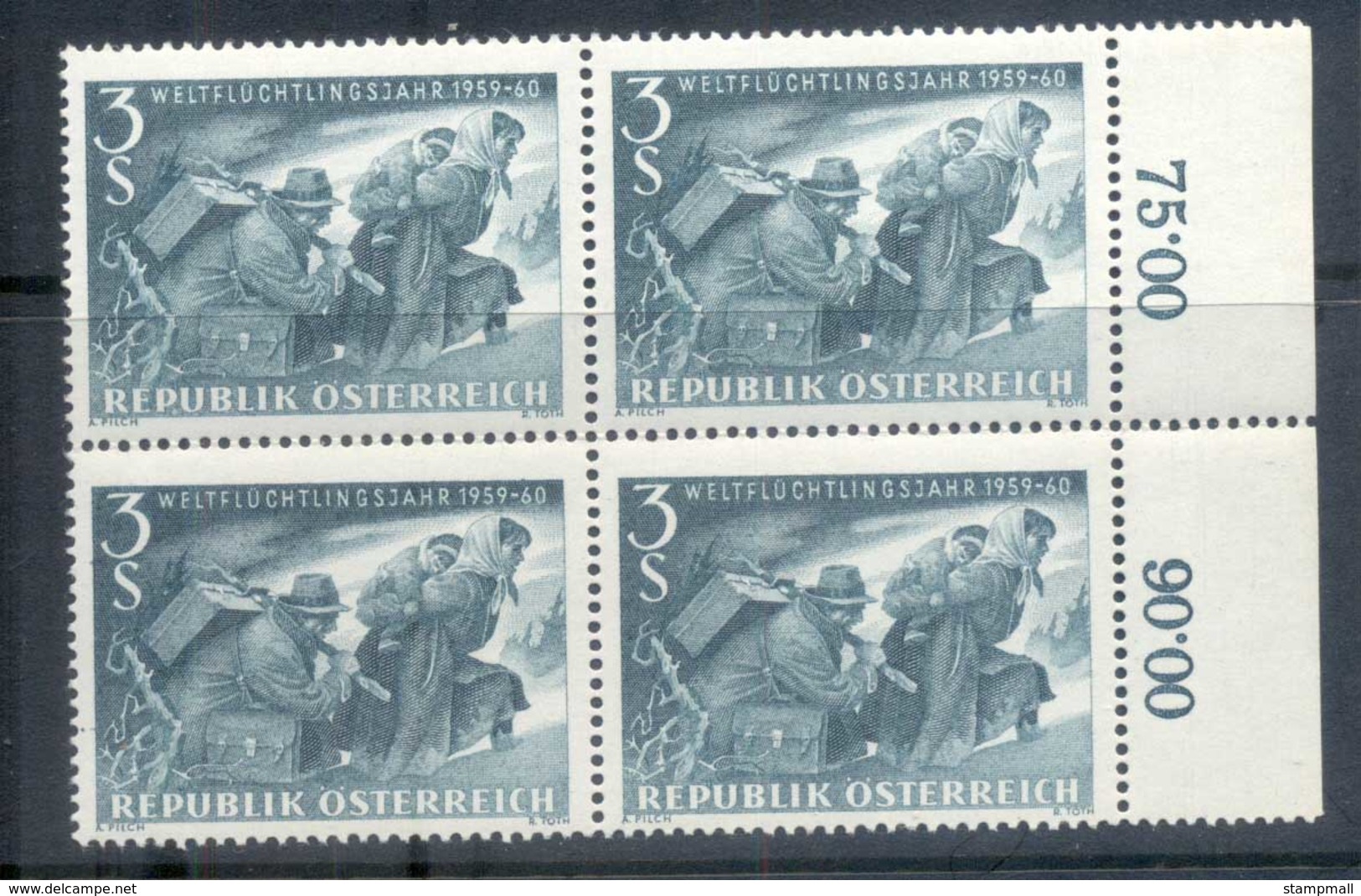 Austria 1960 World Refugee Year Blk4 MUH - Unused Stamps