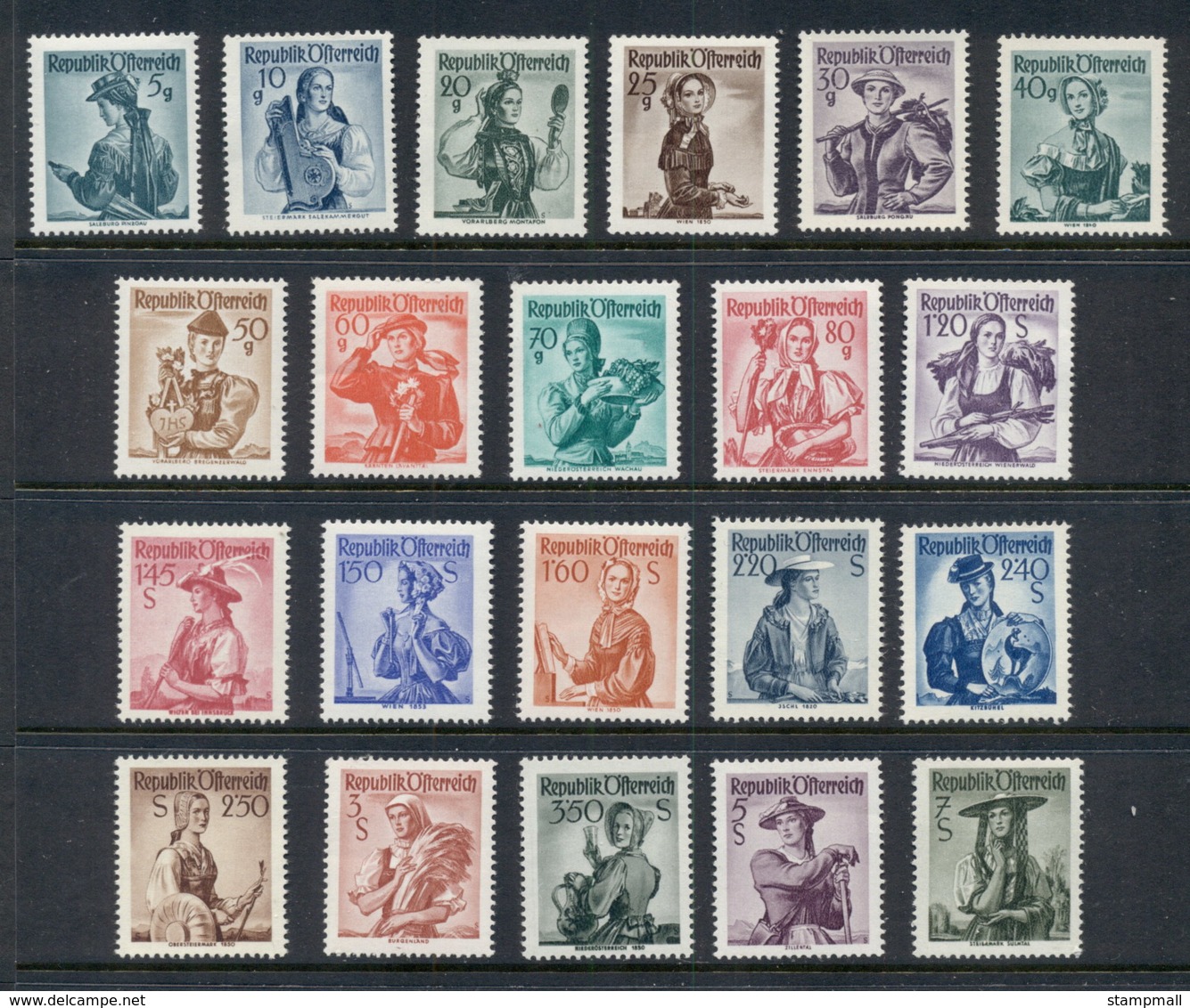 Austria 1958-59 Regional Costumes MUH - Unused Stamps