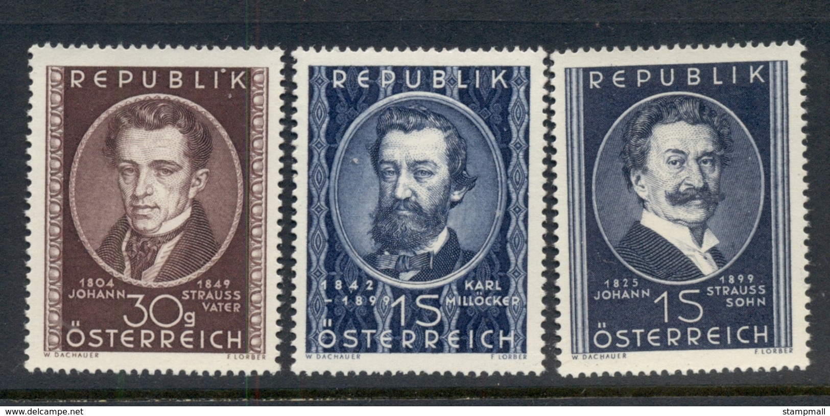 Austria 1949 Composers MUH - Unused Stamps