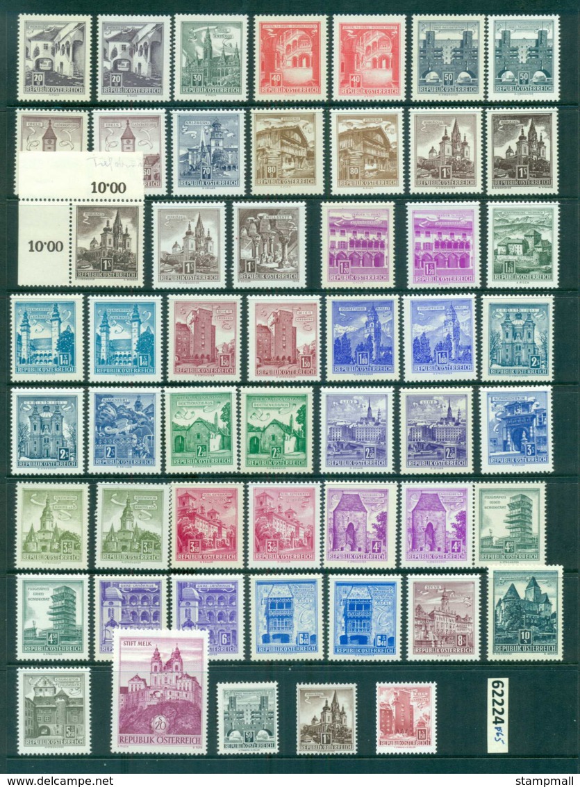 Austria 1957-70 Castles, Buildings Asst Prints, Litho, Engr. Typo MUH Lot62224 - Unused Stamps