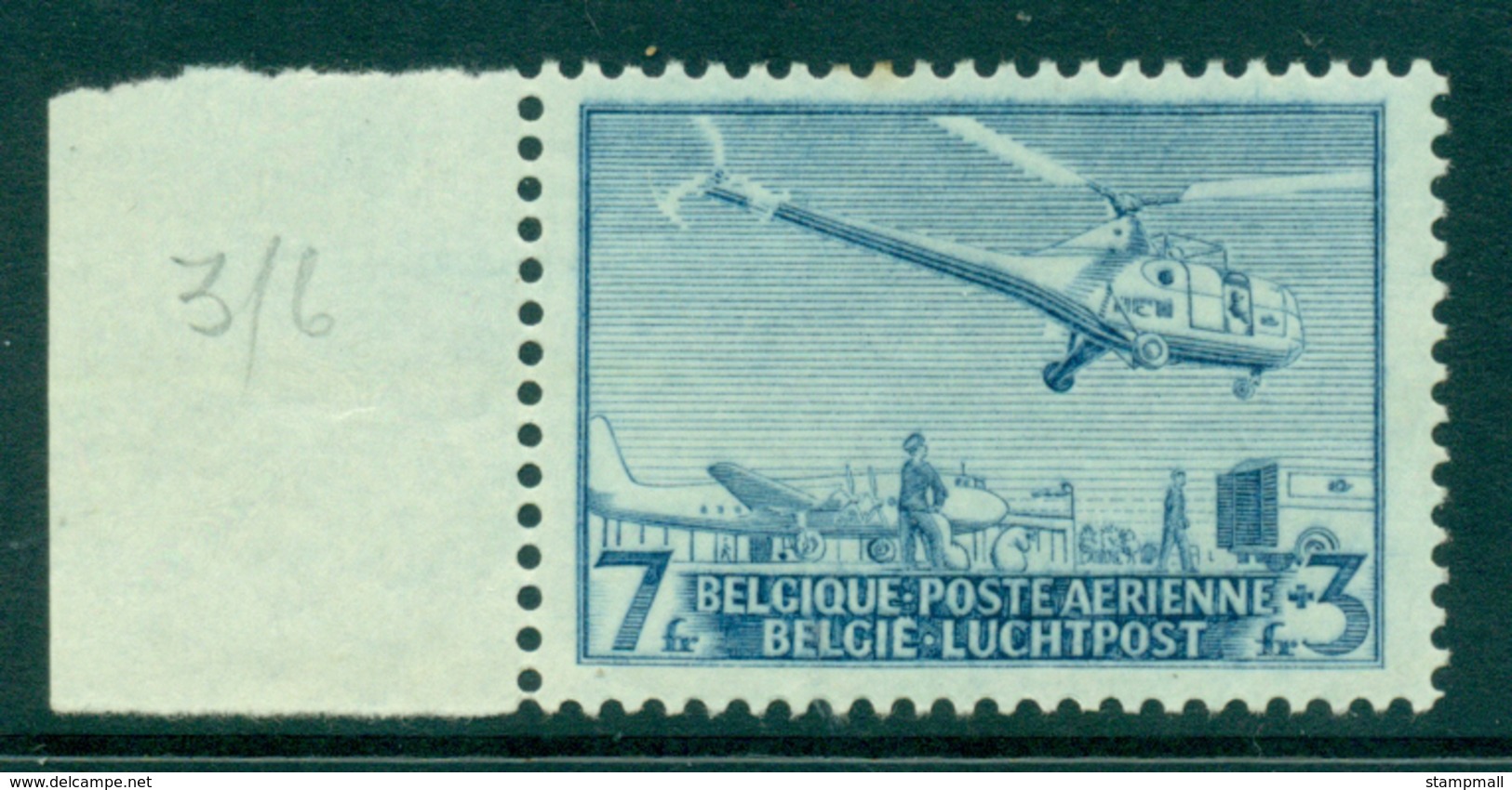 Belgium 1950 Helicopter (tone Spot 1 Perf) MH Lot34752 - Other & Unclassified