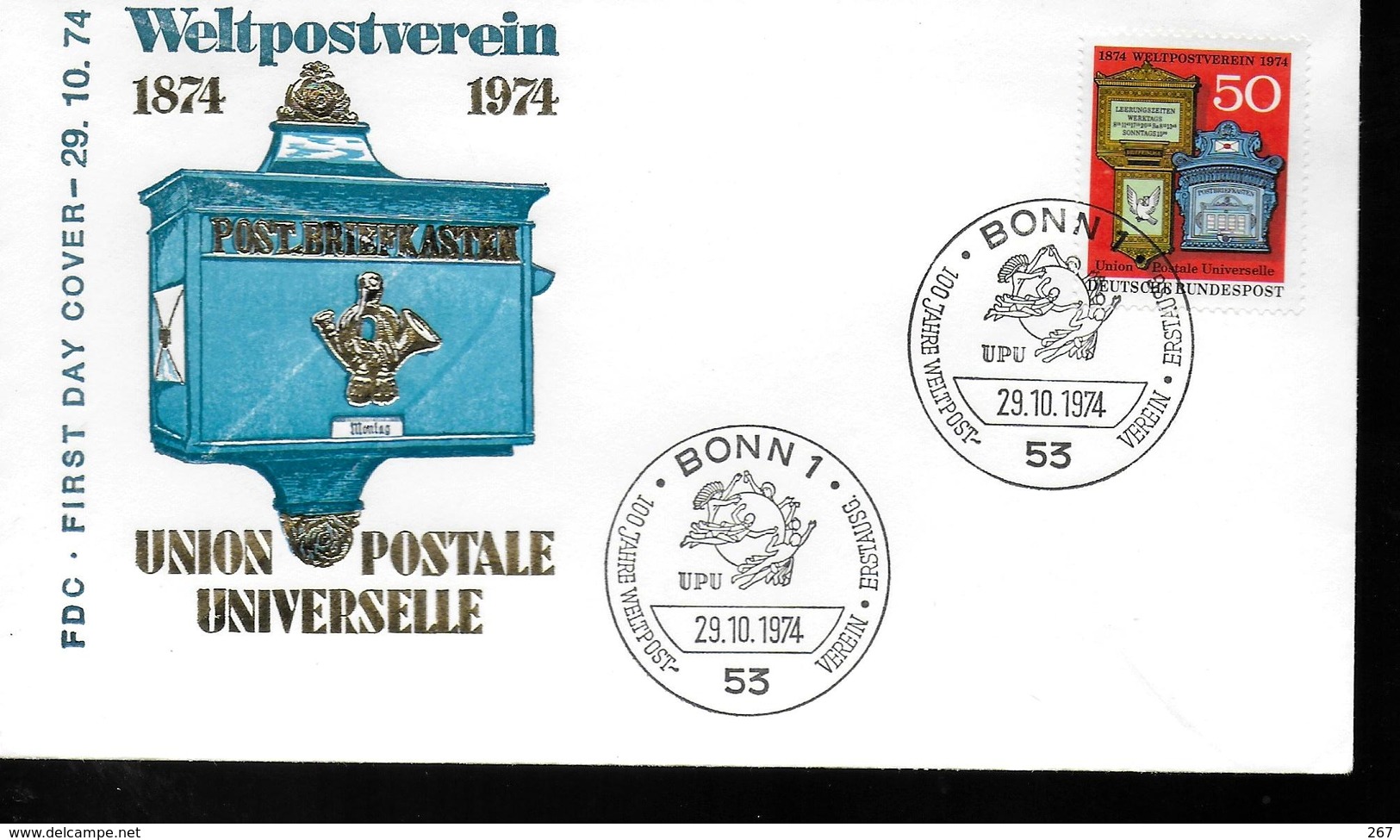 ALLEMAGNE    FDC   1974   Upu Boite Aux Lettres Poste - Poste