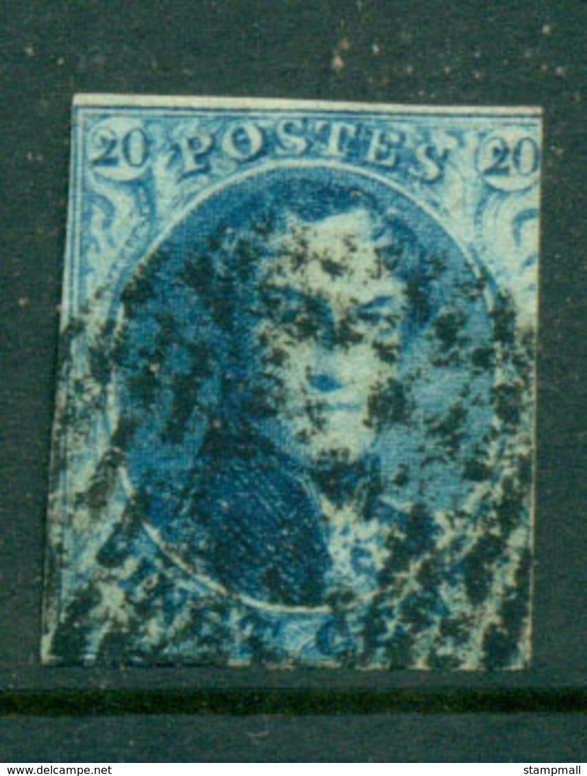 Belgium 1851 20c Blue King Leopold I Wmk Unframed L's4 , 2 Margin FU Lot27115 - Other & Unclassified