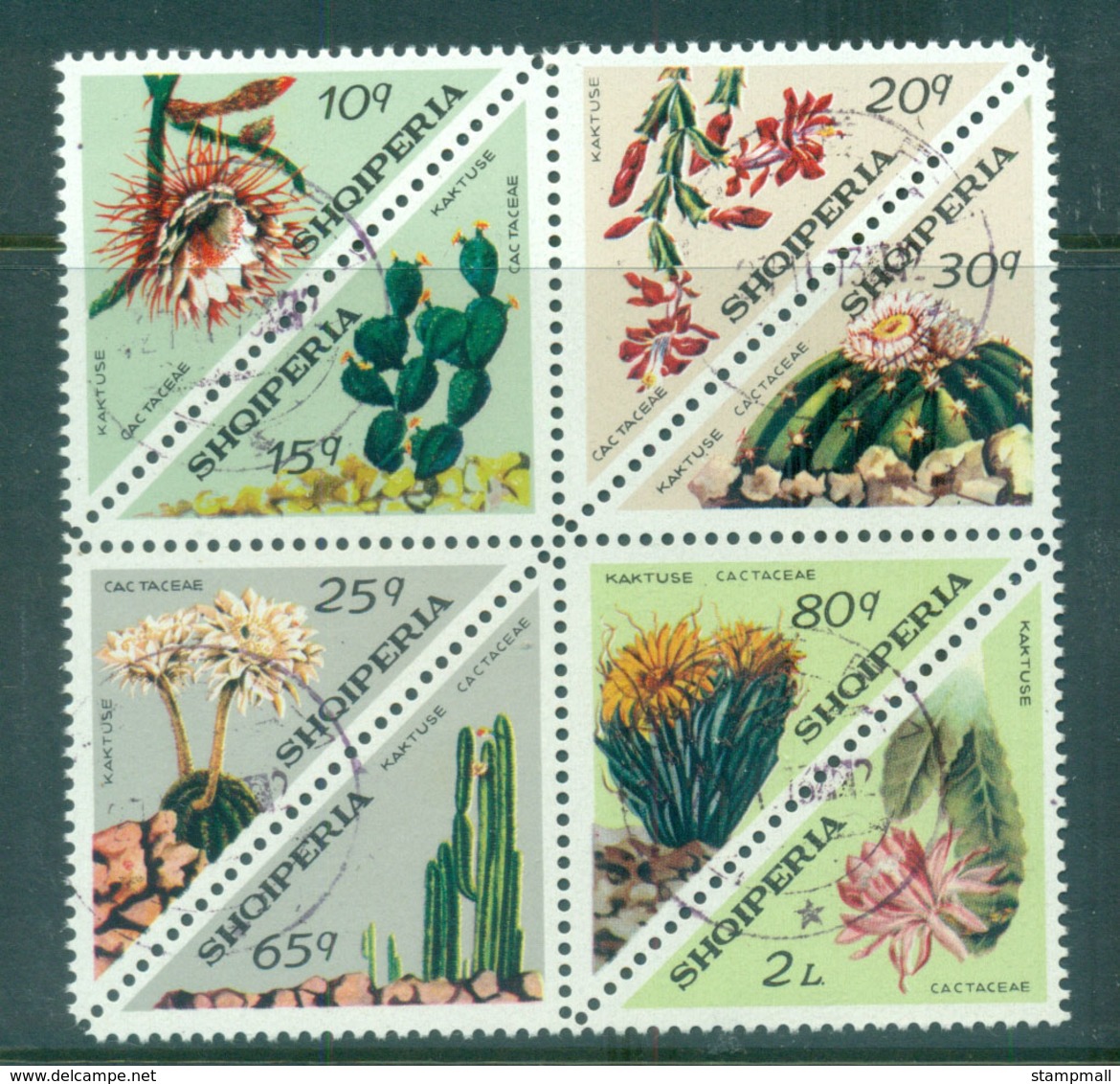 Albania 1973 Flowering Cacti Blk 8 CTO Lot69780 - Albanie