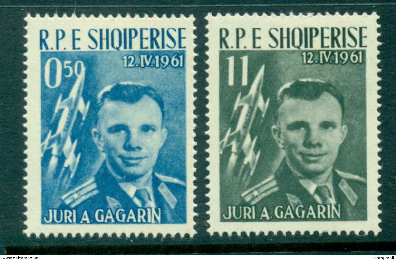 Albania 1961 Yuri Gagarin 50q & 11l MLH Lot31032 - Albania