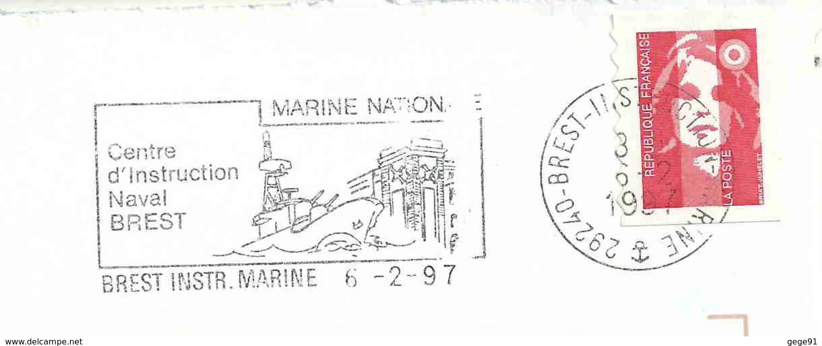 Secap De Brest Insruction Marine - Centre D'instruction Naval - Enveloppe Entière - Cachets Militaires A Partir De 1900 (hors Guerres)