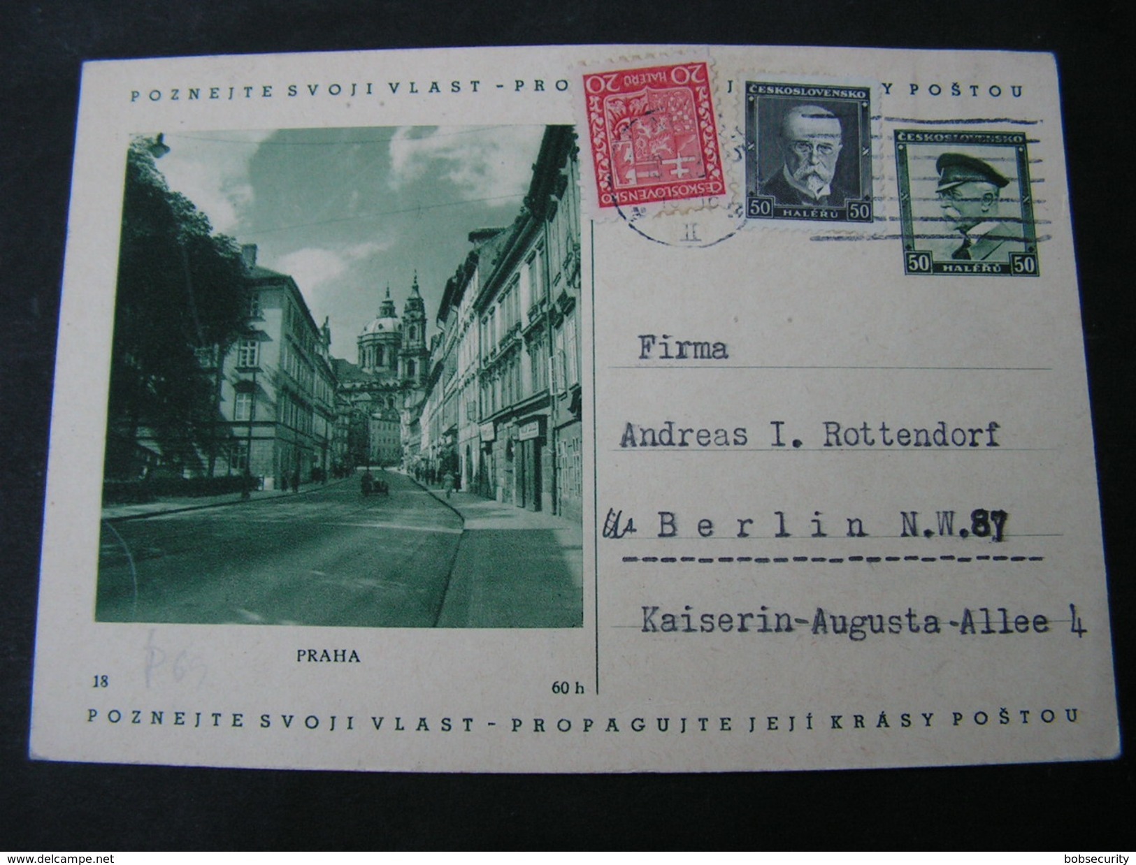 CSR  Bilkarte Prag  1937 - Briefe U. Dokumente
