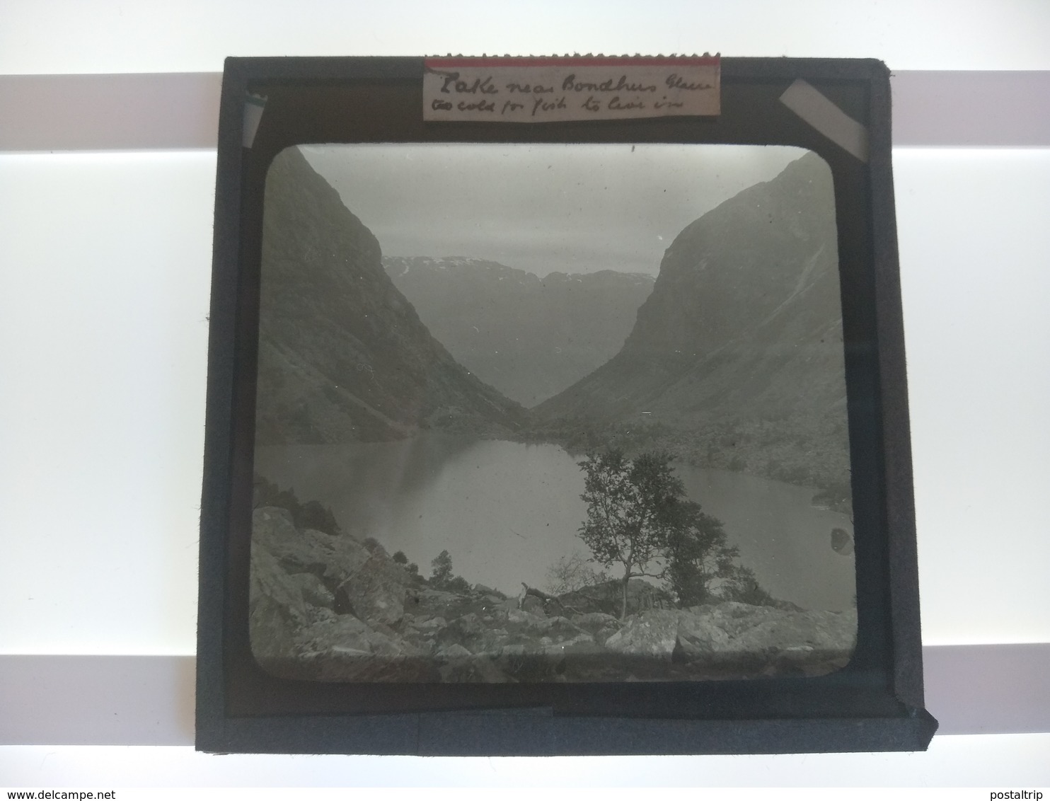 NORWAY LAKE NEAR BONDHUS Bondhusbreen Kvinnherad In Hordaland County, Nor  Plaque De Verre GLASS SLIDE  CIRCA EARLY 1900 - Diapositivas De Vidrio