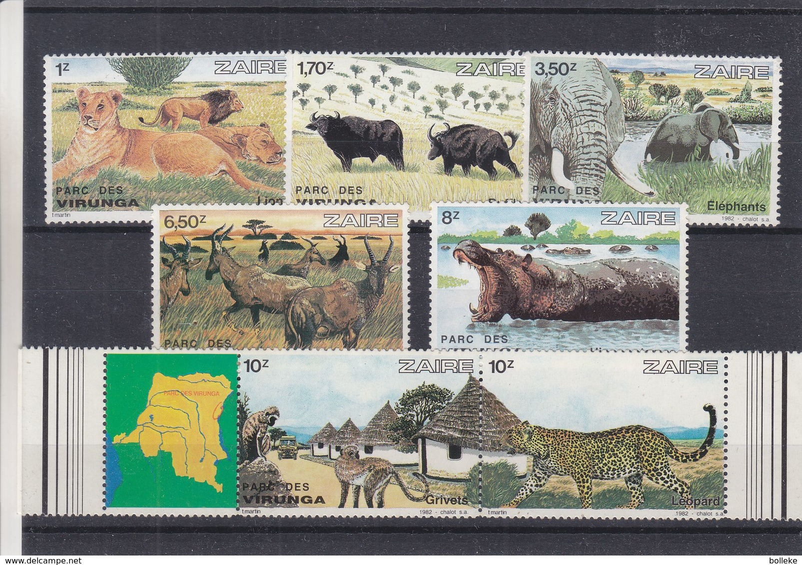 Zaïre - COB 1157 / 63 ** - Félins - Lions - éléphants - Hippopotames - Buffles - Antilopes - Valeur 30 Euros - Neufs