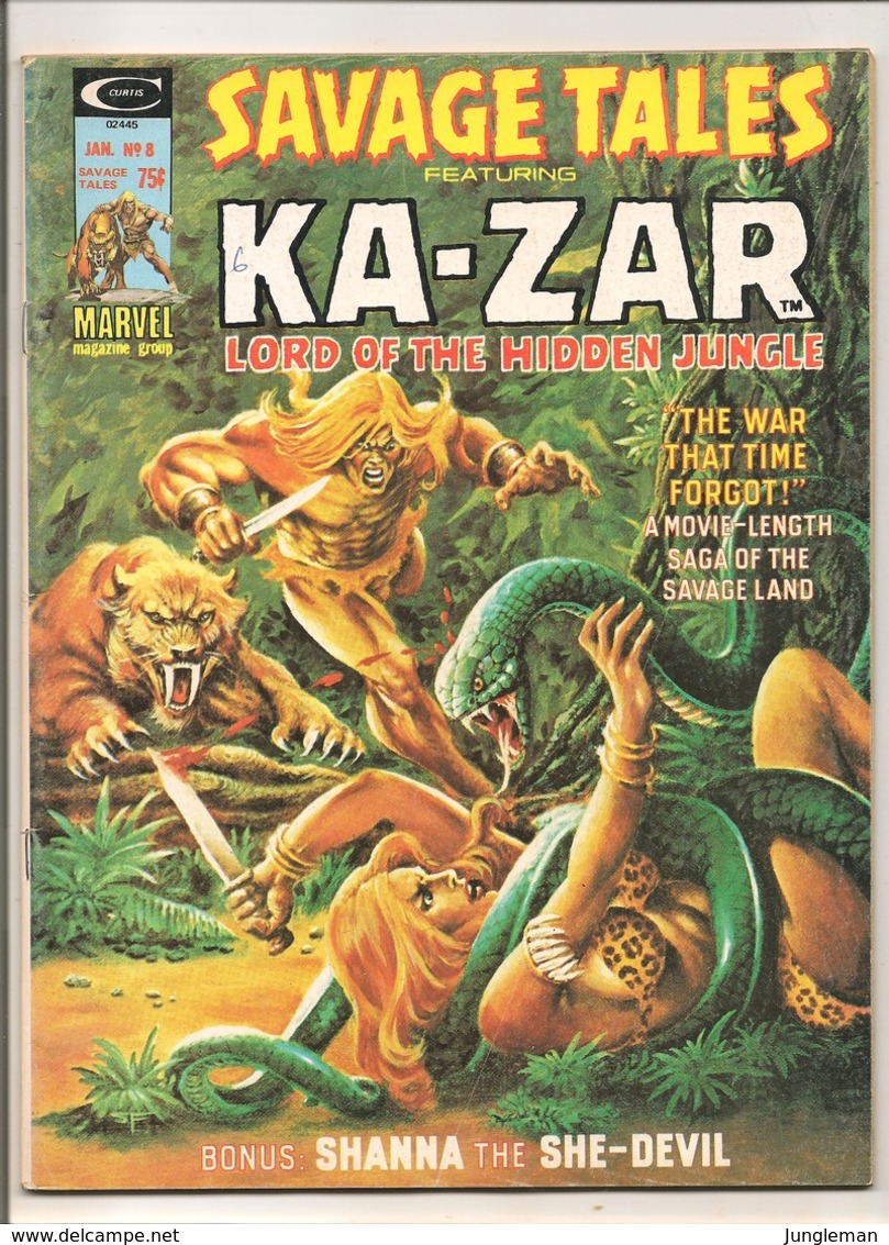 Savage Tales Featuring Ka-Zar # 8 - Shanna, Zabu, Jann Of The Jungle - Marvel Comics Group - In English - January 1975 - Marvel