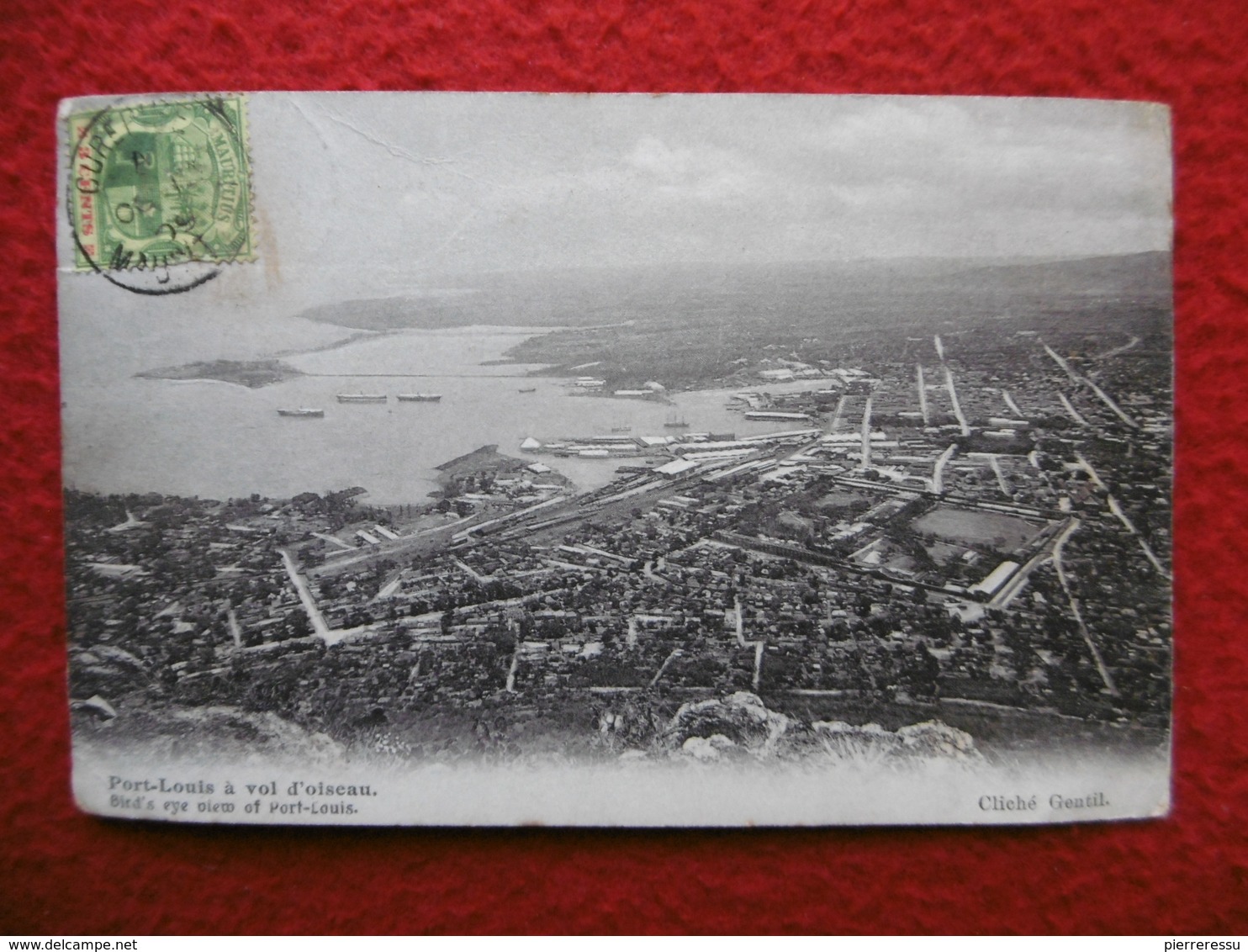 ILE MAURICE PORT LOUIS VUE AERIENNE CACHET CUREPIPE TIMBRE MAURITUS - Mauricio