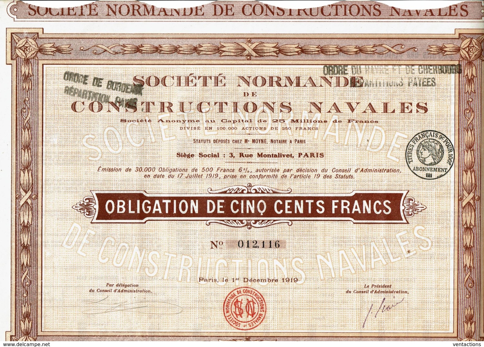 50-CONSTRUCTIONS NAVALES. Sté Normande De ... - Other & Unclassified