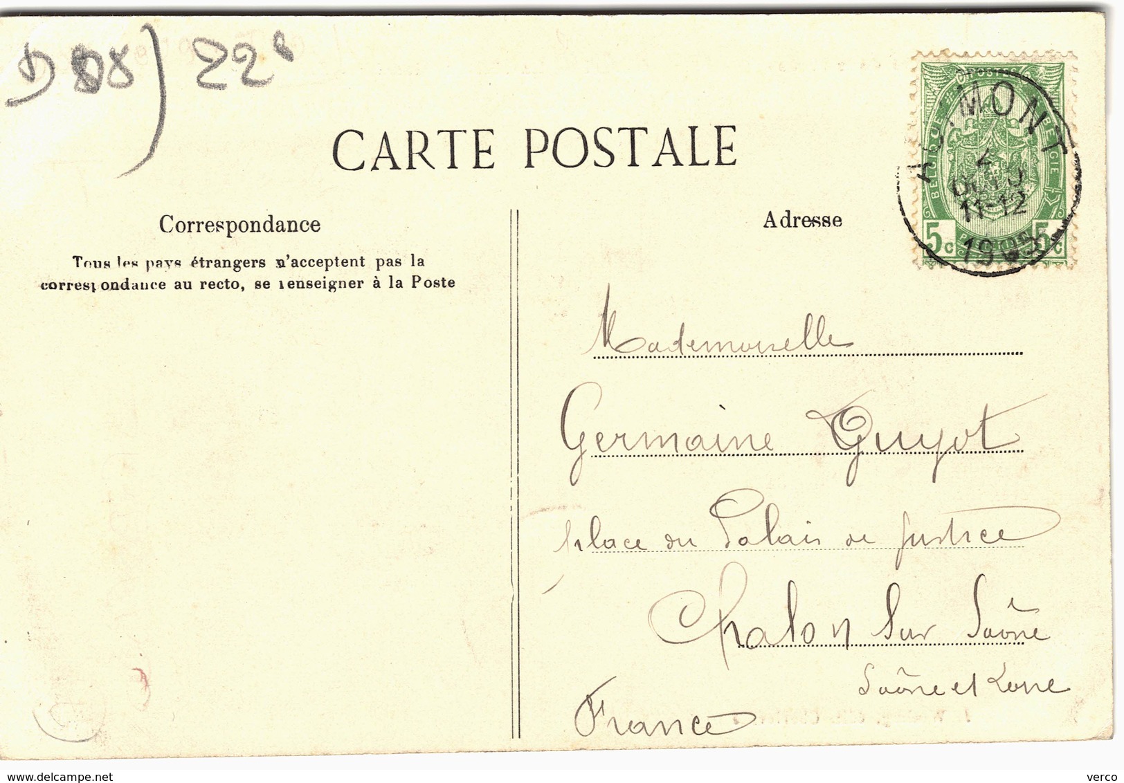 Carte Postale ancienne de GIVET, Maison blanche, frontière de la Belgique