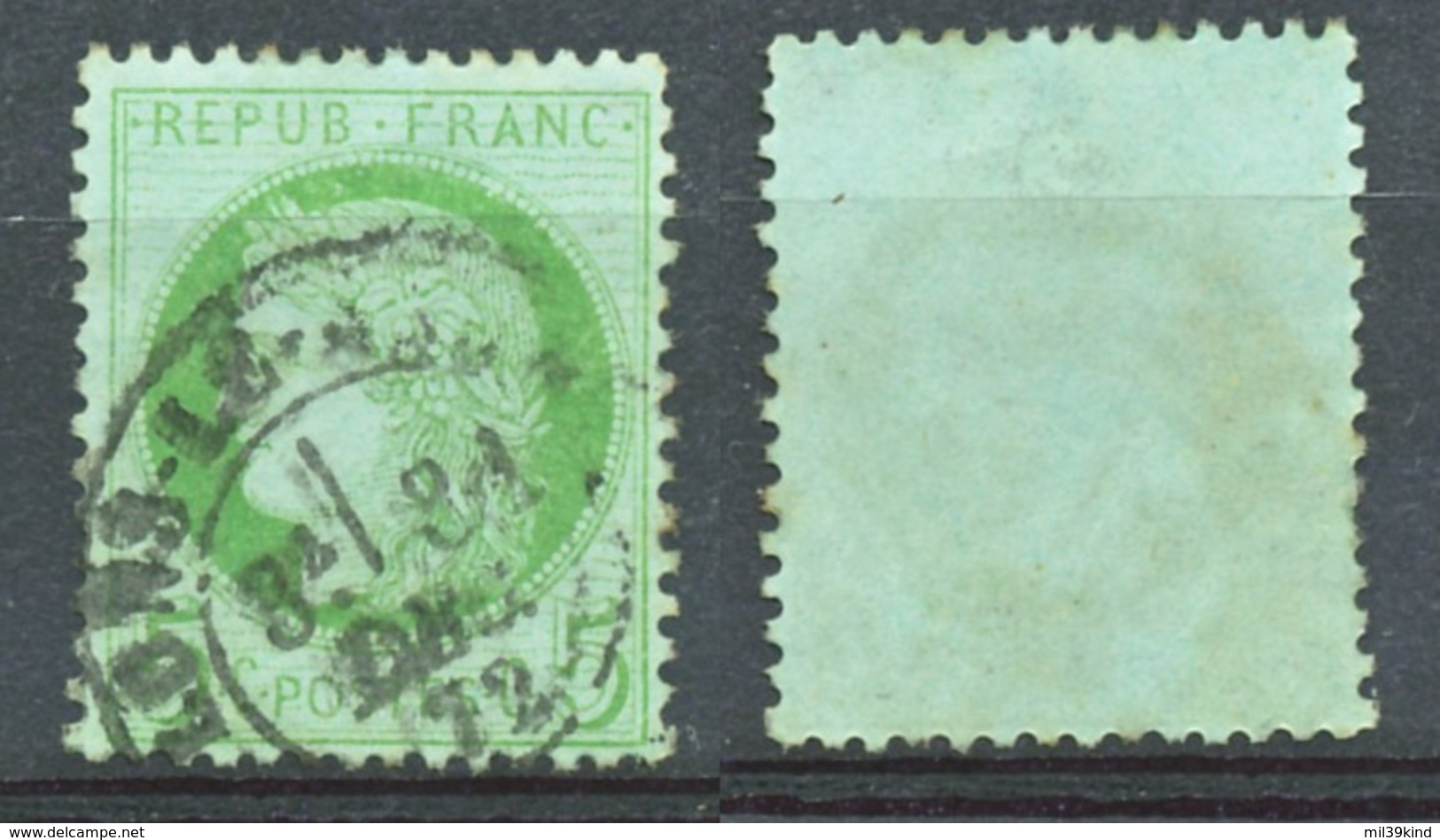 TIMBRE - FRANCE - Ceres  - Repub Franc - 5 C -	Vert - 1871-1875 Ceres