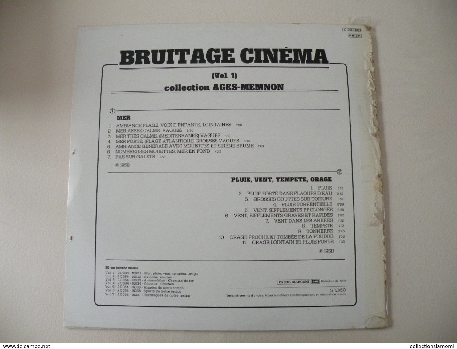 Bruitage Cinéma - Mer-Pluie-Vent-Tempête-Orage - (Titres Sur Photos) - Vinyle 33 T LP - Musique De Films