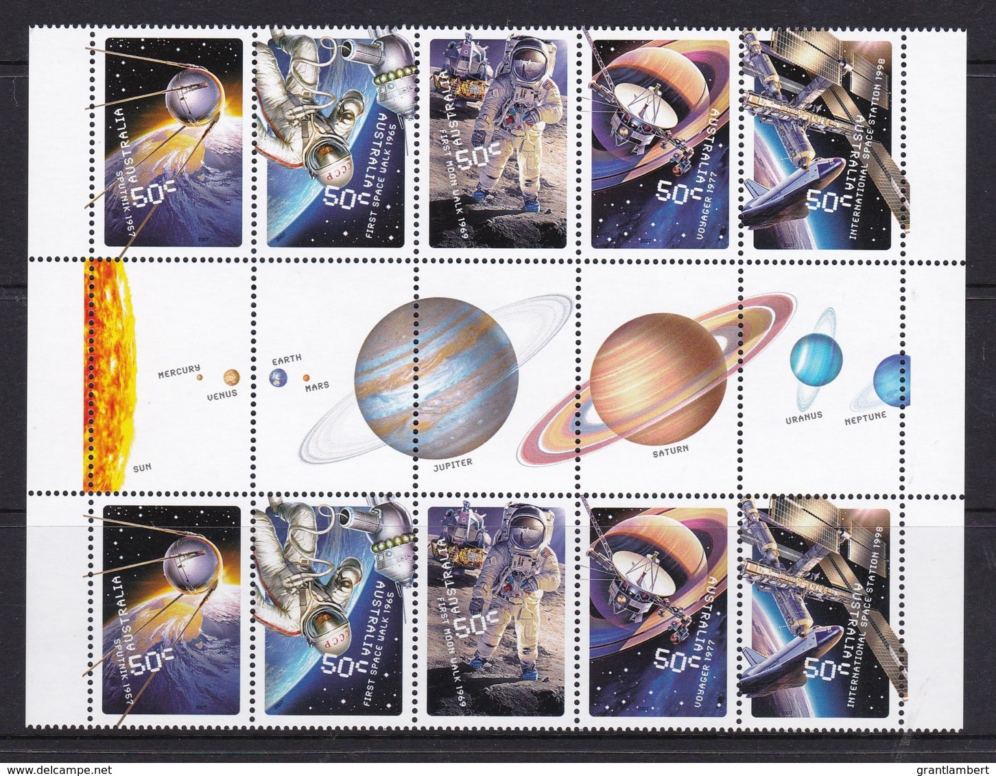 Australia 2007 Space 50 Years Blast Off! Gutter Block Of 10 MNH - Mint Stamps