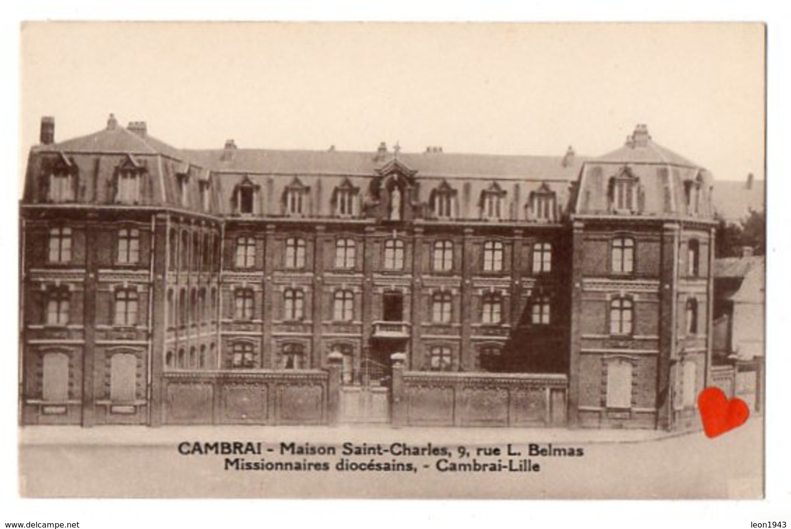 01555-LE-59-CAMBRAI-Maison Saint-Charles--Missionn.. Diocésains,-Cambrai-Lille----cachet Au Dos : Hôtel Du Nord-BAILLEUL - Cambrai