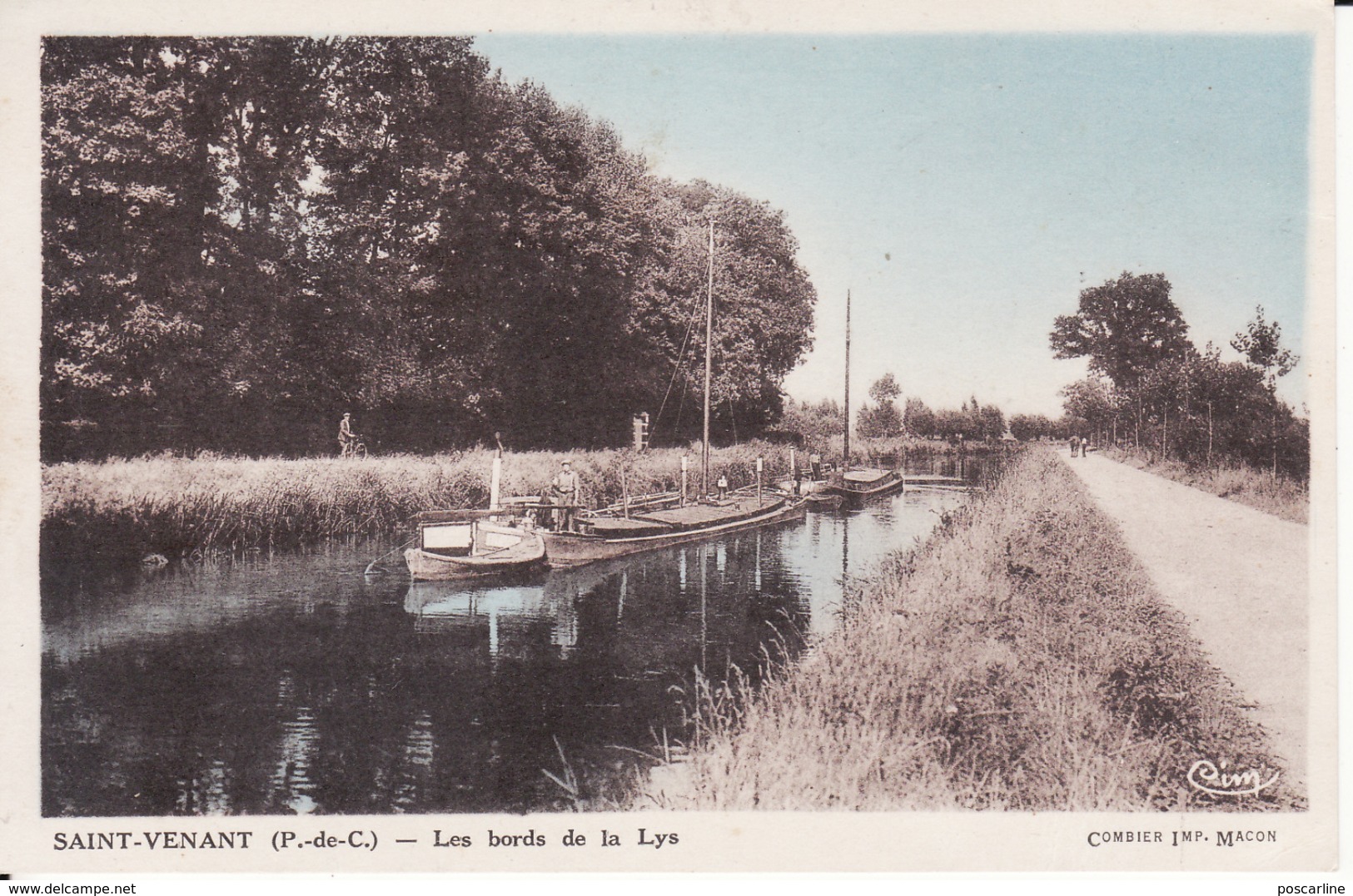 62 SAINT - VENANT, Bords De La Lys, Péniche , Halage, 1939,  2 Scans - Autres & Non Classés