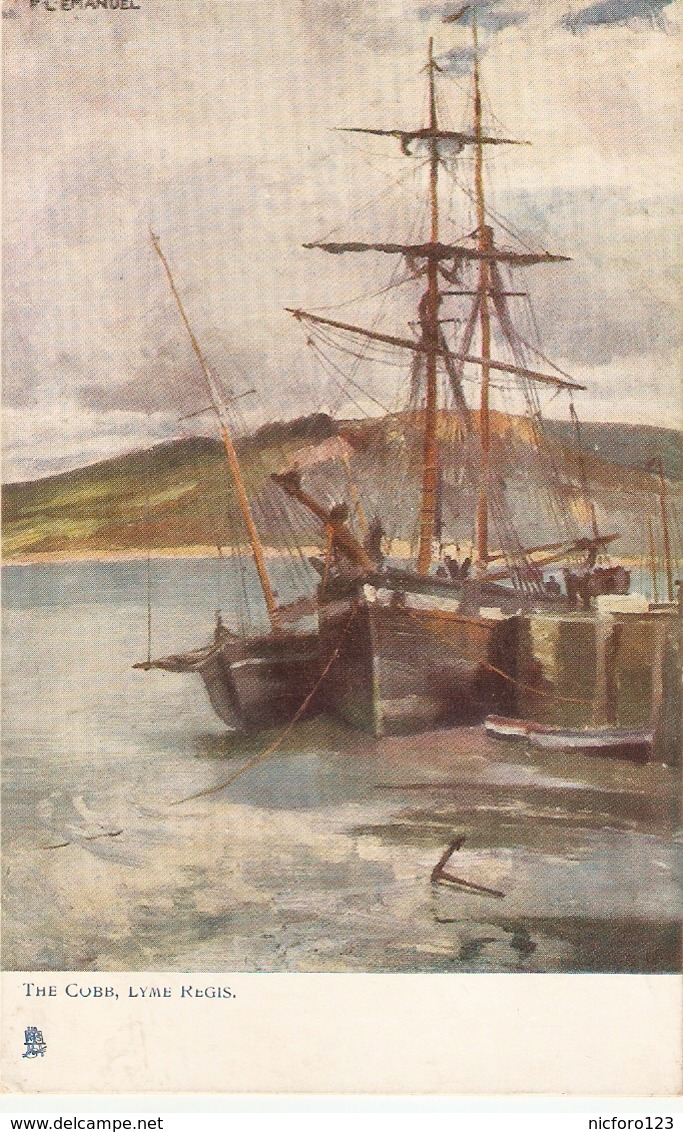 "Frank Emanuel . The Cobb, Lyme Regis" Tuck Oilette Quaint Corners Series PC # 1173 - Tuck, Raphael