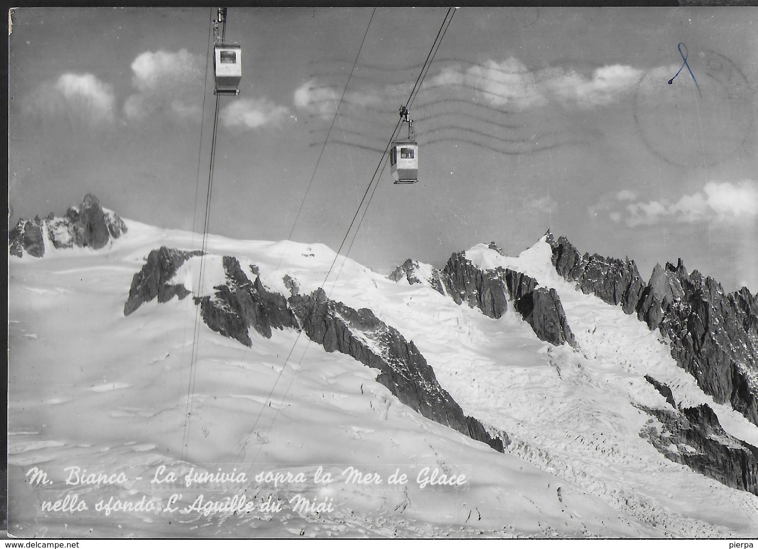 MONTE BIANCO - FUNIVIA MER DE GLACE - VIAGGIATA DA COURMAYEUR 06.04.1959 - ANNULLO CONALBI - Alpinismo