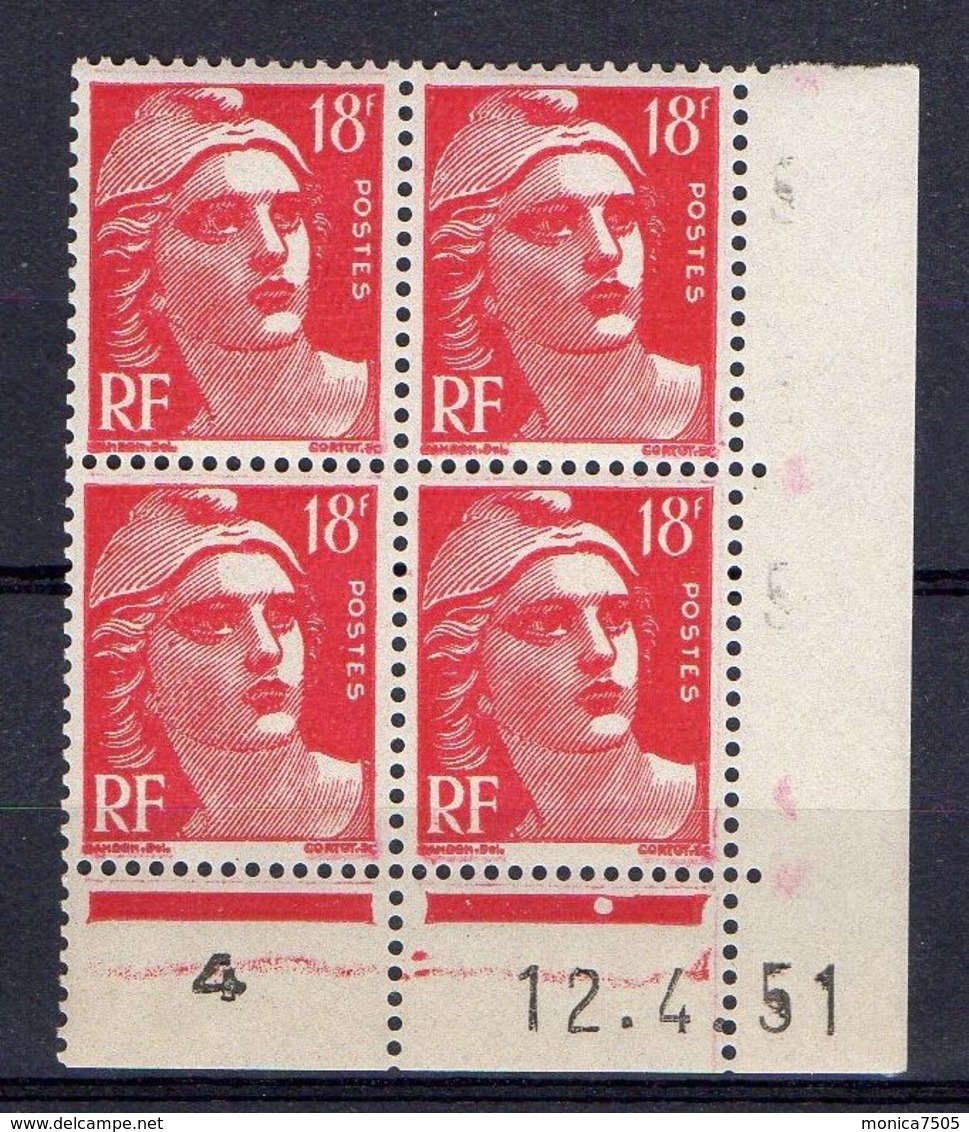 FRANCE ( COIN DATE ) : Y&T N° 887  DU  12/04/51  TIMBRES  NEUFS  SANS  TRACE  DE  CHARNIERE . - 1950-1959