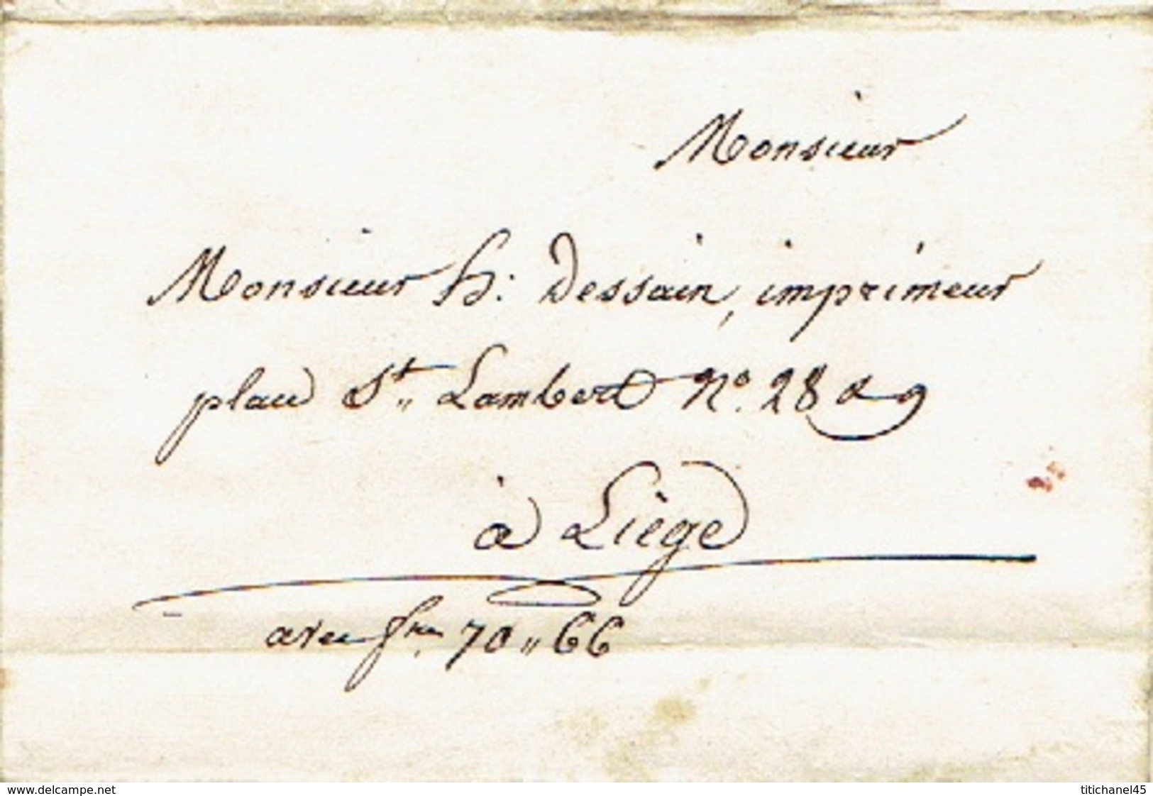 Précurseur Du 8/8/1847 + Manuscrit "avec 70frs66 " Par Le Voiturier JORISSE De ST-HUBERT à LIEGE - Signé PERLEAU-TAZIAUX - 1830-1849 (Onafhankelijk België)