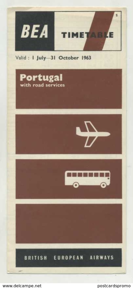 BEA, British European Airways, Timetable 1963  (3 Scans ) - Horarios
