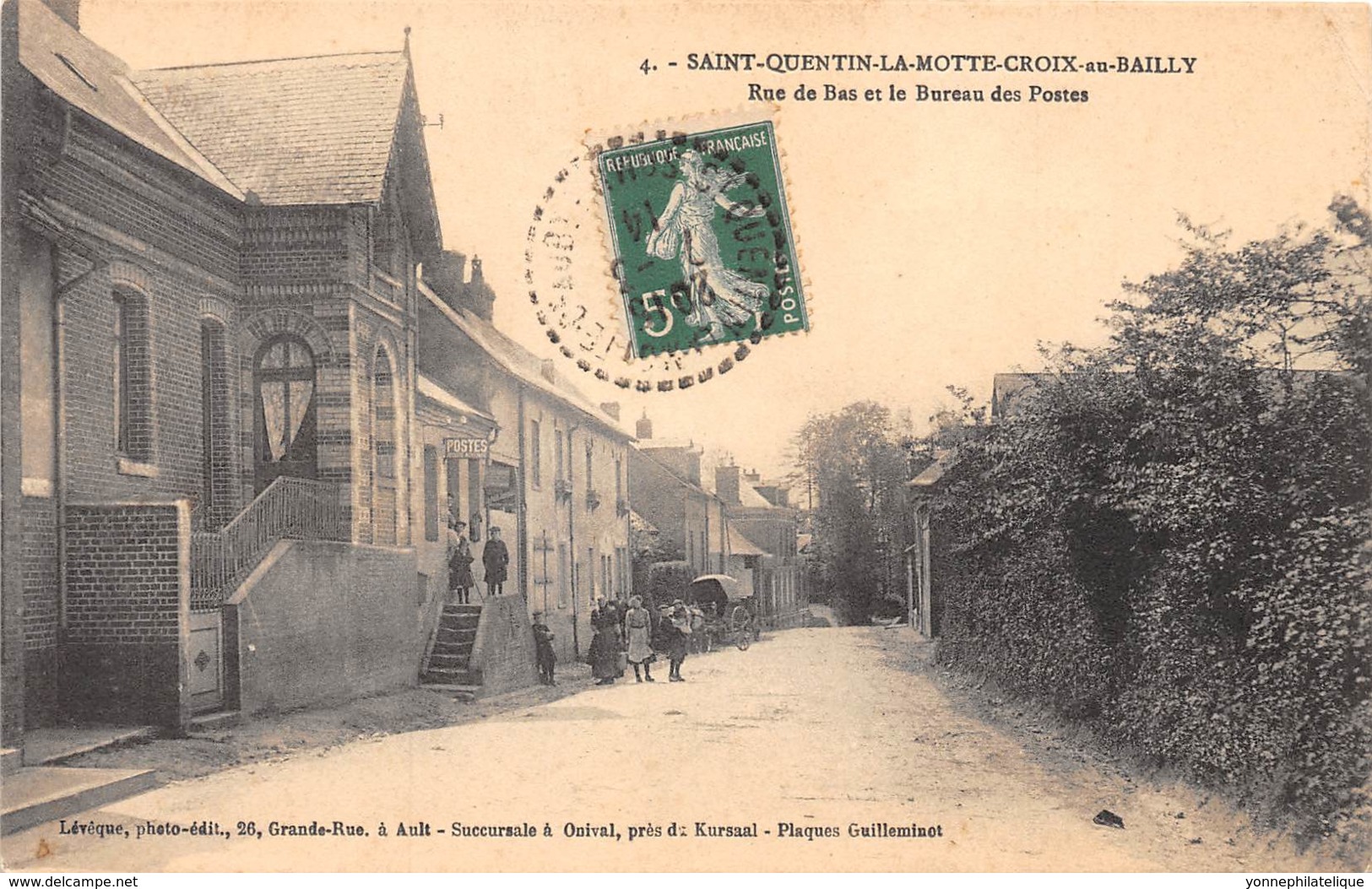 80 - Somme / 10035 - Saint Quentin La Motte Croix Au Bailly - Rue De Bas Et Bureau De Poste - Other & Unclassified