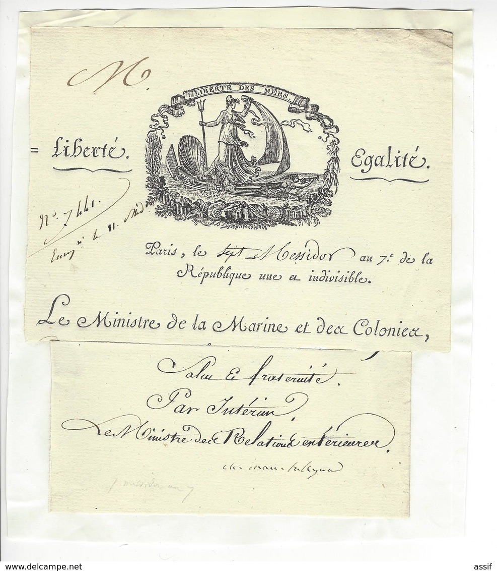 Charles-Maurice De Talleyrand-Périgord (1754-1838) EMPIRE AUTOGRAPHE ORIGINAL AUTOGRAPH 1799 /FREE SHIP. R - Autres & Non Classés