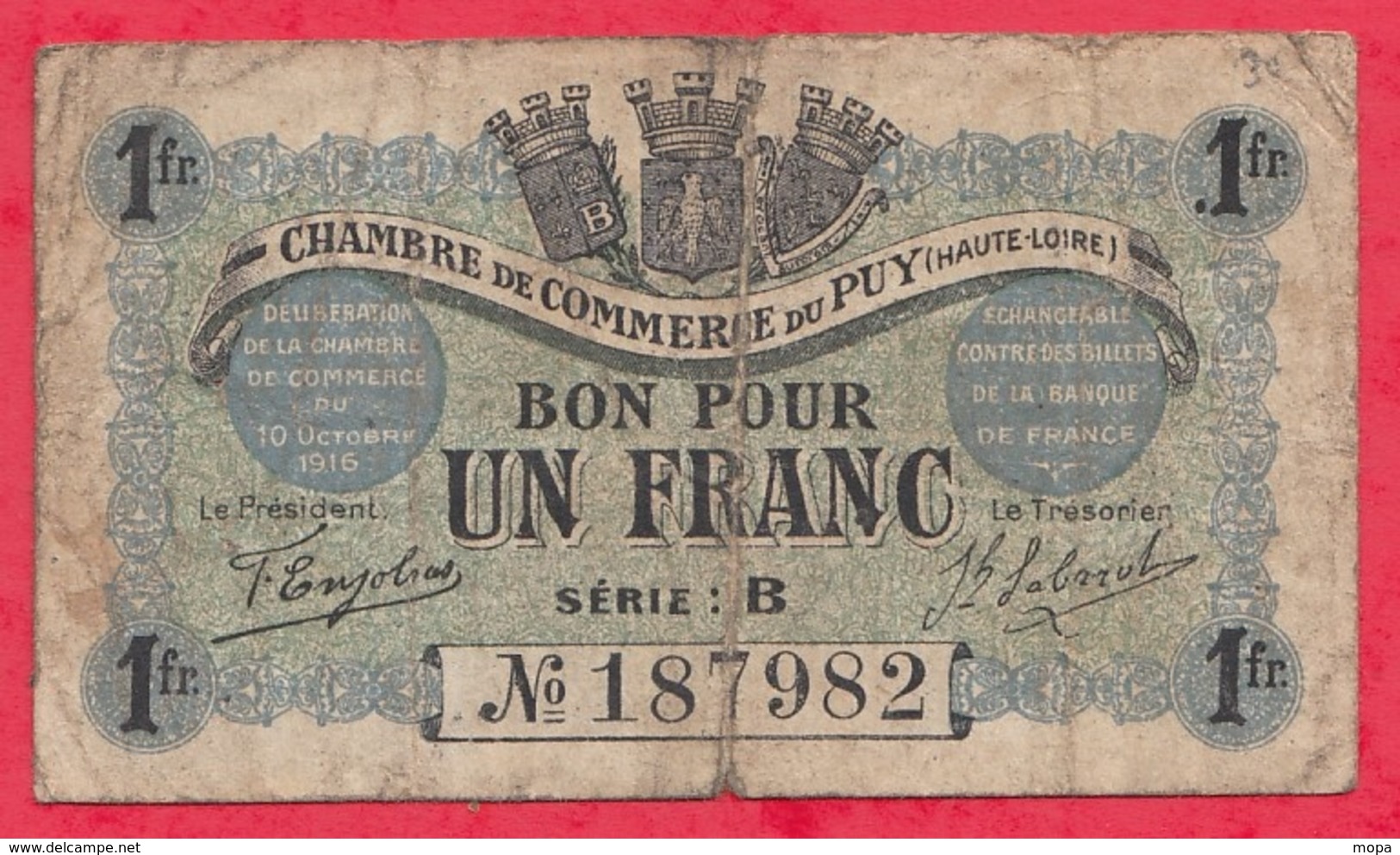 1 Franc Chambre De Commerce Du Puy Dans L 'état (153) - Chambre De Commerce