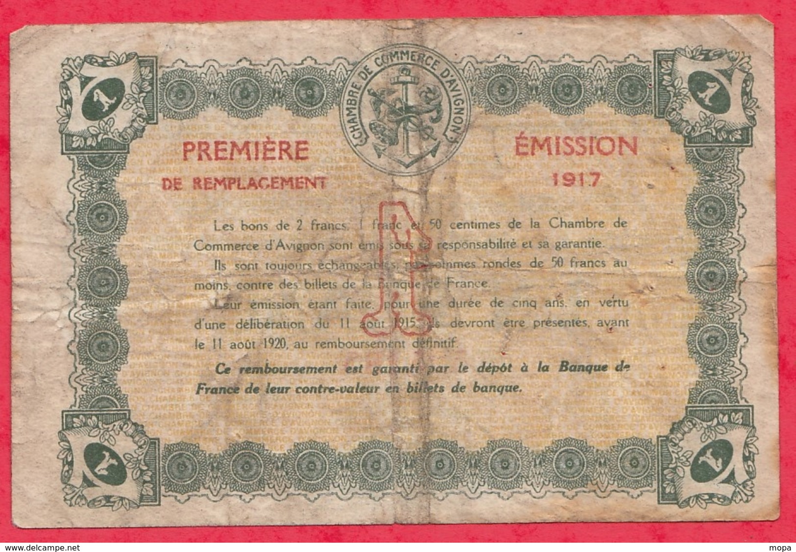 1 Franc Chambre De Commerce D' Avignon Dans L 'état (158) - Chambre De Commerce