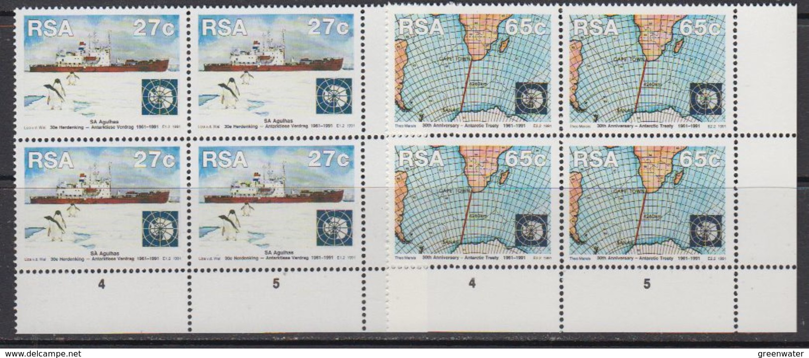 South Africa 1991 30th Anniversary Antarctic Treaty 2v Bl Of 4 (corners) ** Mnh (41814B) - Ongebruikt