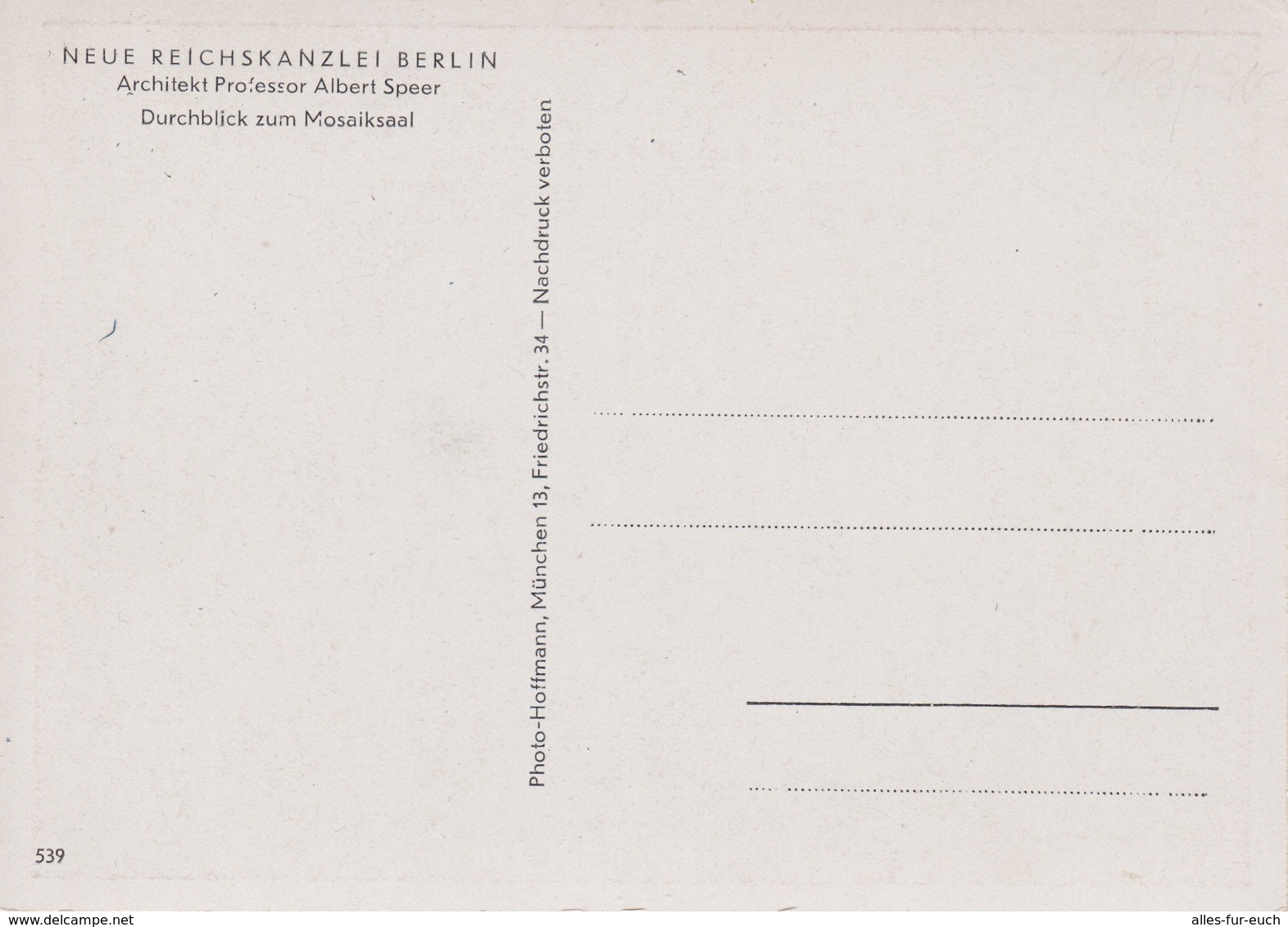 CP III. Reich - Neue Reichskanzlei Berlin, Architekt Albert Speer, Durchblick Zum Mosaiksaal, Nazi-Architektur - Sonstige & Ohne Zuordnung