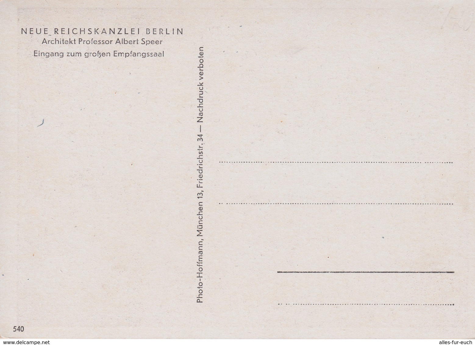 CP III. Reich - Neue Reichskanzlei Berlin, Architekt Albert Speer, Eingang Großer Empfangssaal, Nazi-Architektur - Sonstige & Ohne Zuordnung