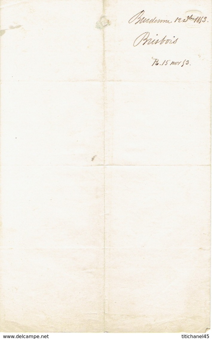 Précurseur Du 12/10/1853 Par Porteur De BURDINNE à LIEGE - Signé BRISBOIS - Other & Unclassified