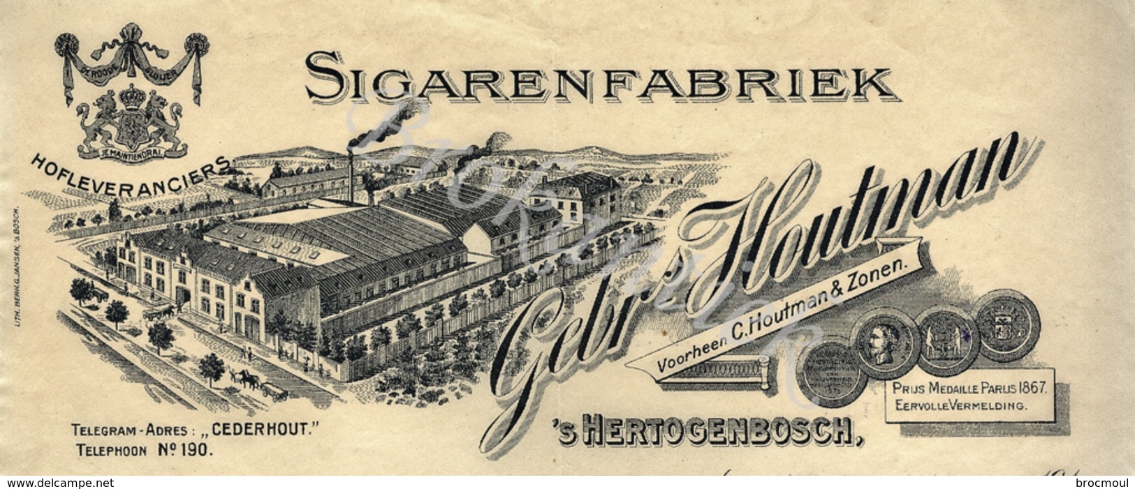 . HOUTMAN  Sigarenfabriek  's HERTOGENBOSCH  Brief  16 Juni 1913 - Pays-Bas