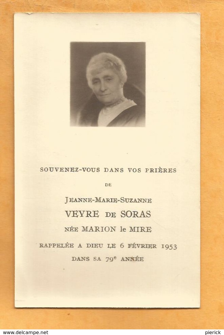 CARTE MEMOIRE  MORTUAIRE GENEALOGIE FAIRE PART DECES VEYRE DE SAURAS MARION LE MIRE 1874 1953 - Obituary Notices