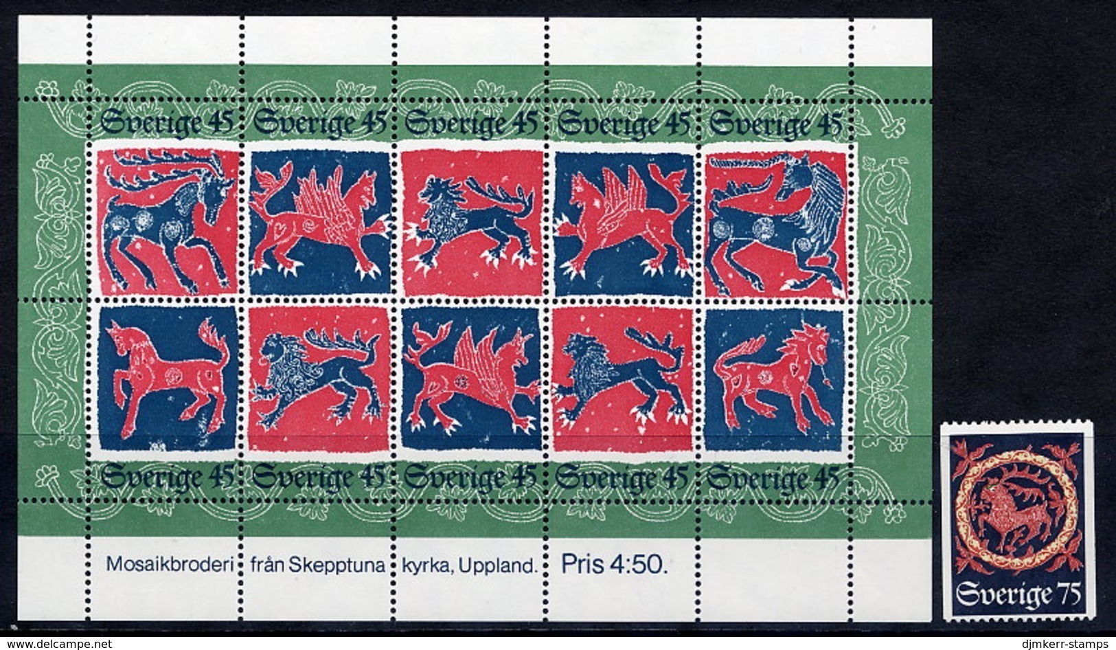 SWEDEN 1974 Christmas Sheetlet And Coil Stamp  MNH / **.  Michel 875, Block 6 - Unused Stamps