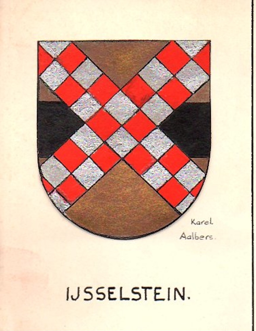 IJsselstein Tekenles Heraldiek IJsselstein Klas Den Haag ± 1938 Karel Aalbers (verf) 12½ X 9½ Cm (Gra-29) - Andere & Zonder Classificatie