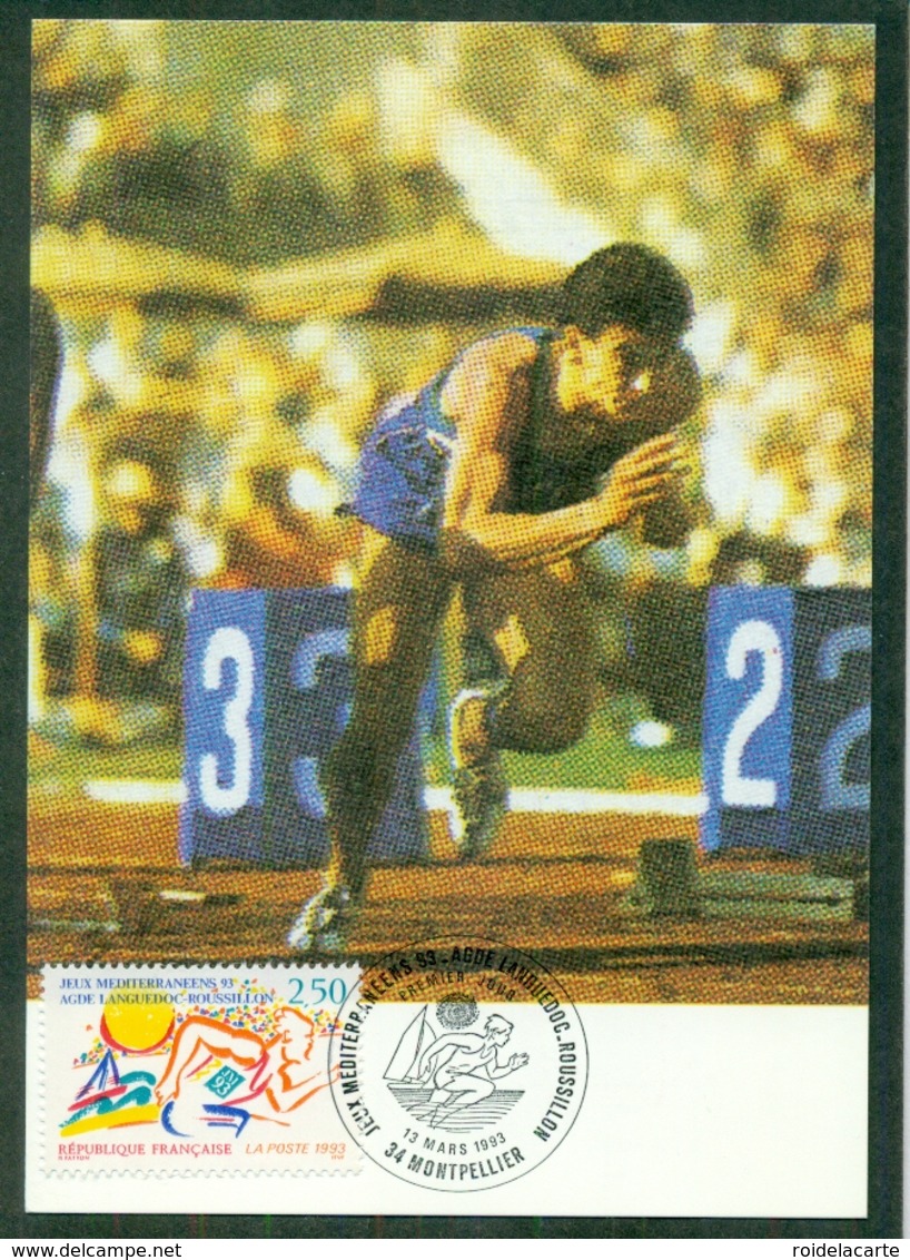 CM-Carte Maximum Card # France-1993 # Sport # Jeux Méditerranéens à Agde # Sprinter, Coureur,runner,Läufer # Montpellier - 1990-1999