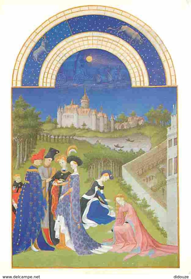 Art - Peinture - Les Très Riches Heures Du Duc De Berry - Avril - Fiançailles - Château De Dourdan - Musée Condé De Chan - Malerei & Gemälde