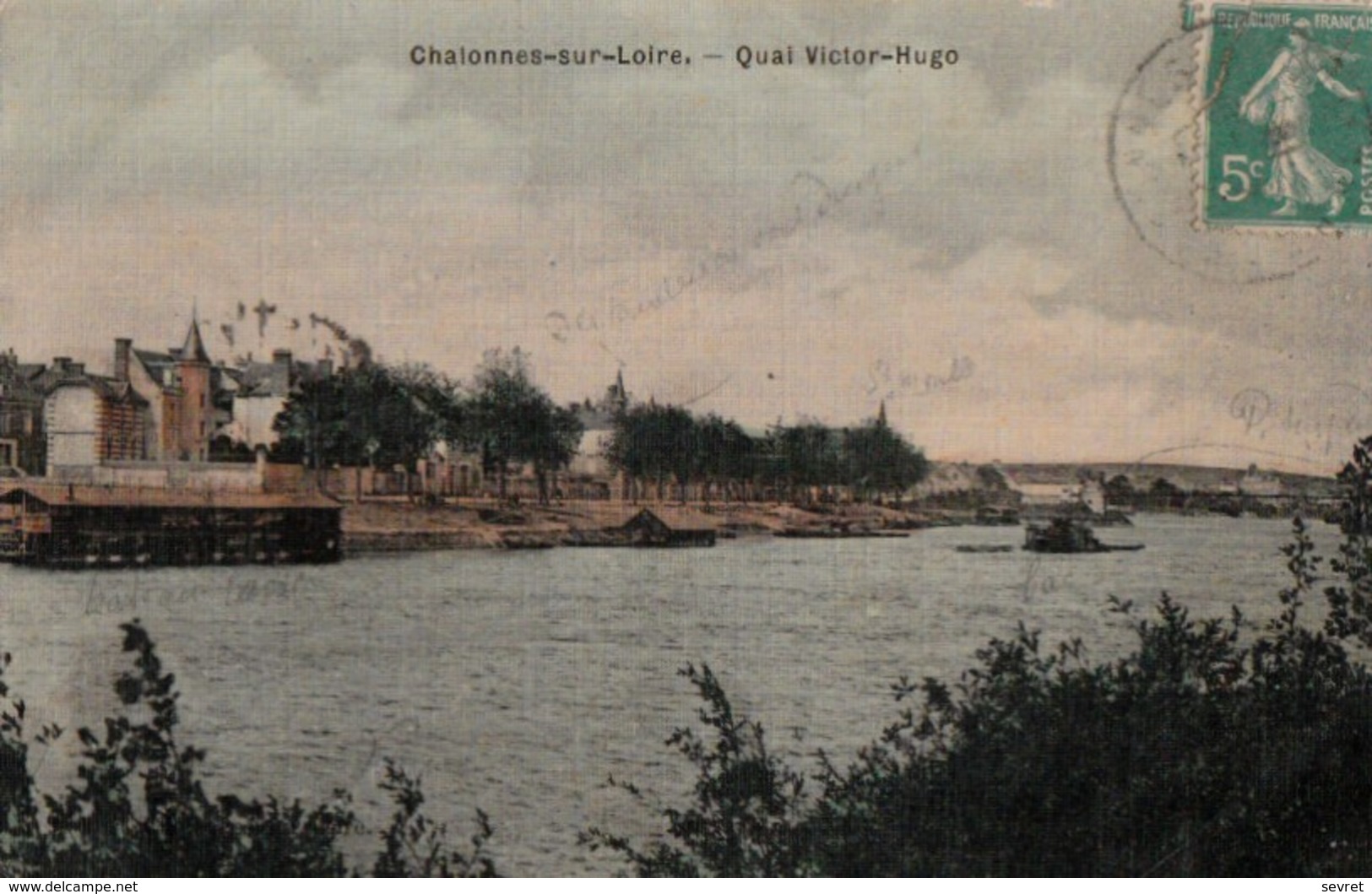 CHALONNES-sur-LOIRE. - Quai Victor-Hugo. Belle Carte Aquarellée RARE - Chalonnes Sur Loire
