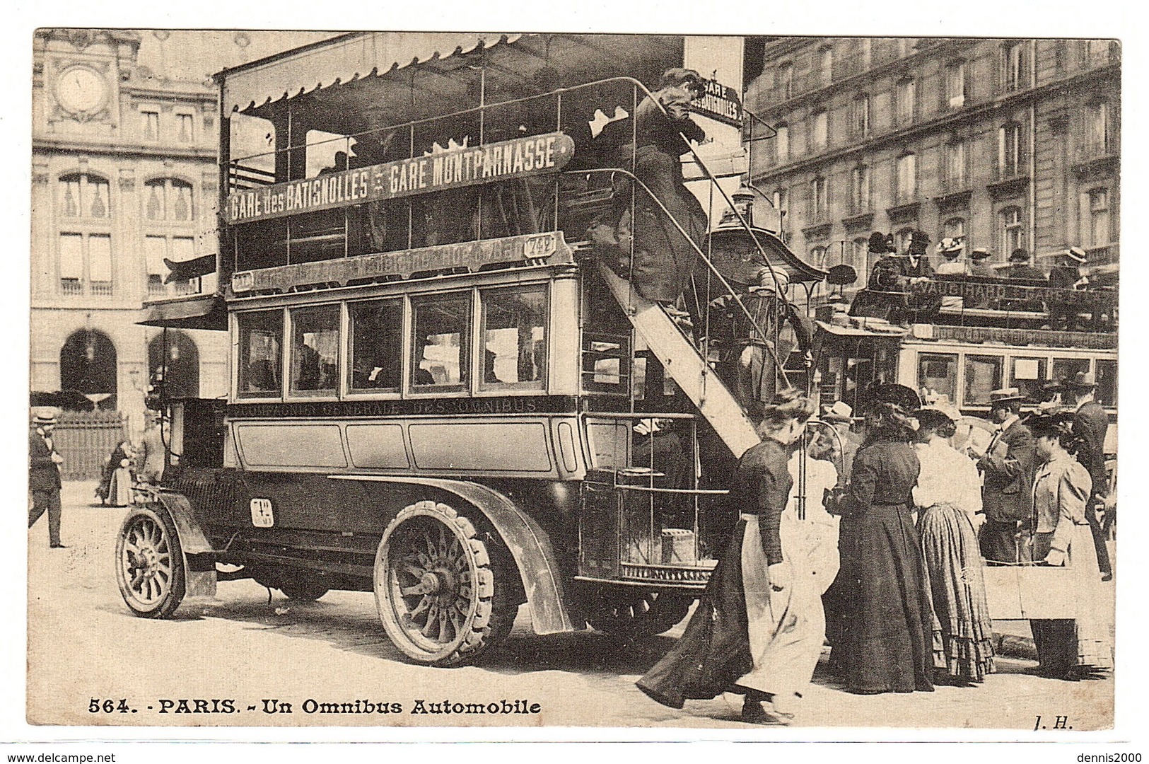 PARIS (75) - Un Omnibus Automobile - Ligne Gare Des Batignolles - Gare Montparnasse - AUTOBUS - BUS - ED. J. H. - Bus & Autocars