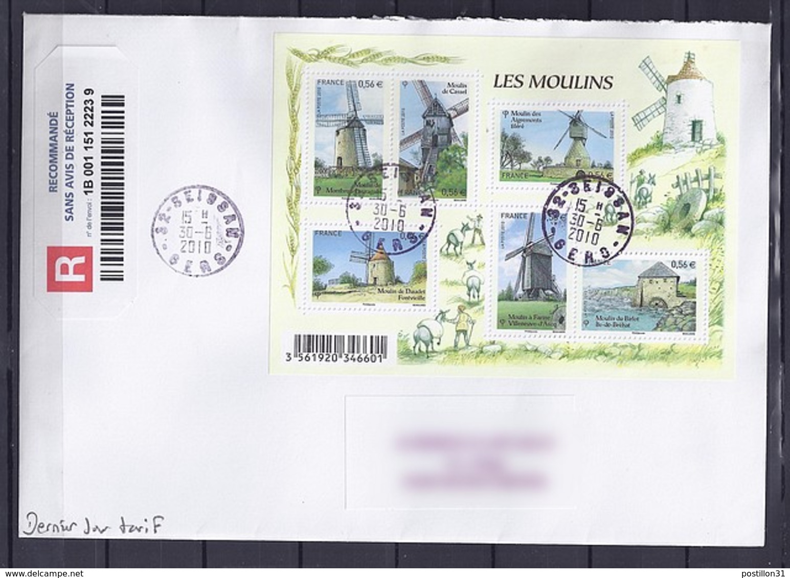 TP N° 4485/90BLOC COMPLET SUR LETTRE RECOMMANDEE  DE 2010 - 1961-....