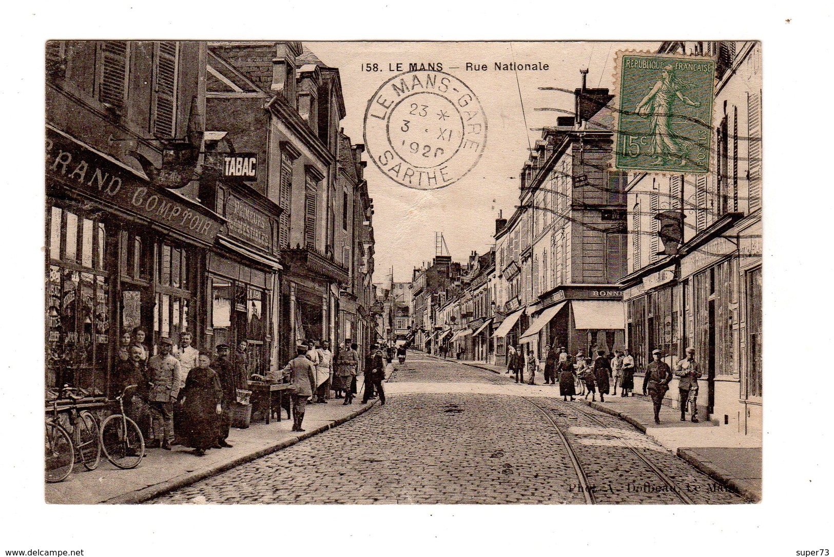 CPA 72 - Le Mans  - Rue Nationale , Grand Comptoir Tabac, Animation - Le Mans