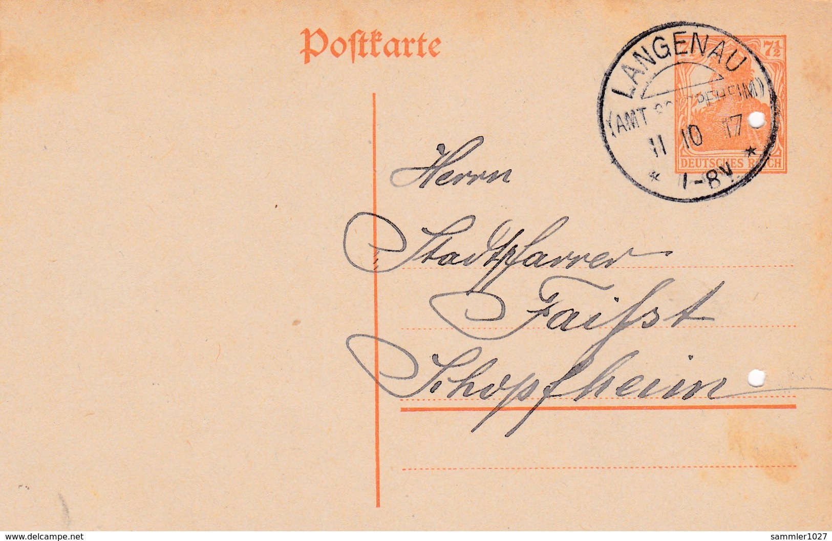 Karte Aus Langenau 1917 - Lettres & Documents