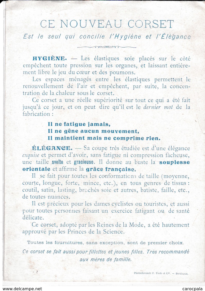 Vers 1900 Nouveau Corset "le Furet" élégance,souplesse ,hygiène,qui Ne Comprime Pas ! (femme , Mode) - Publicités