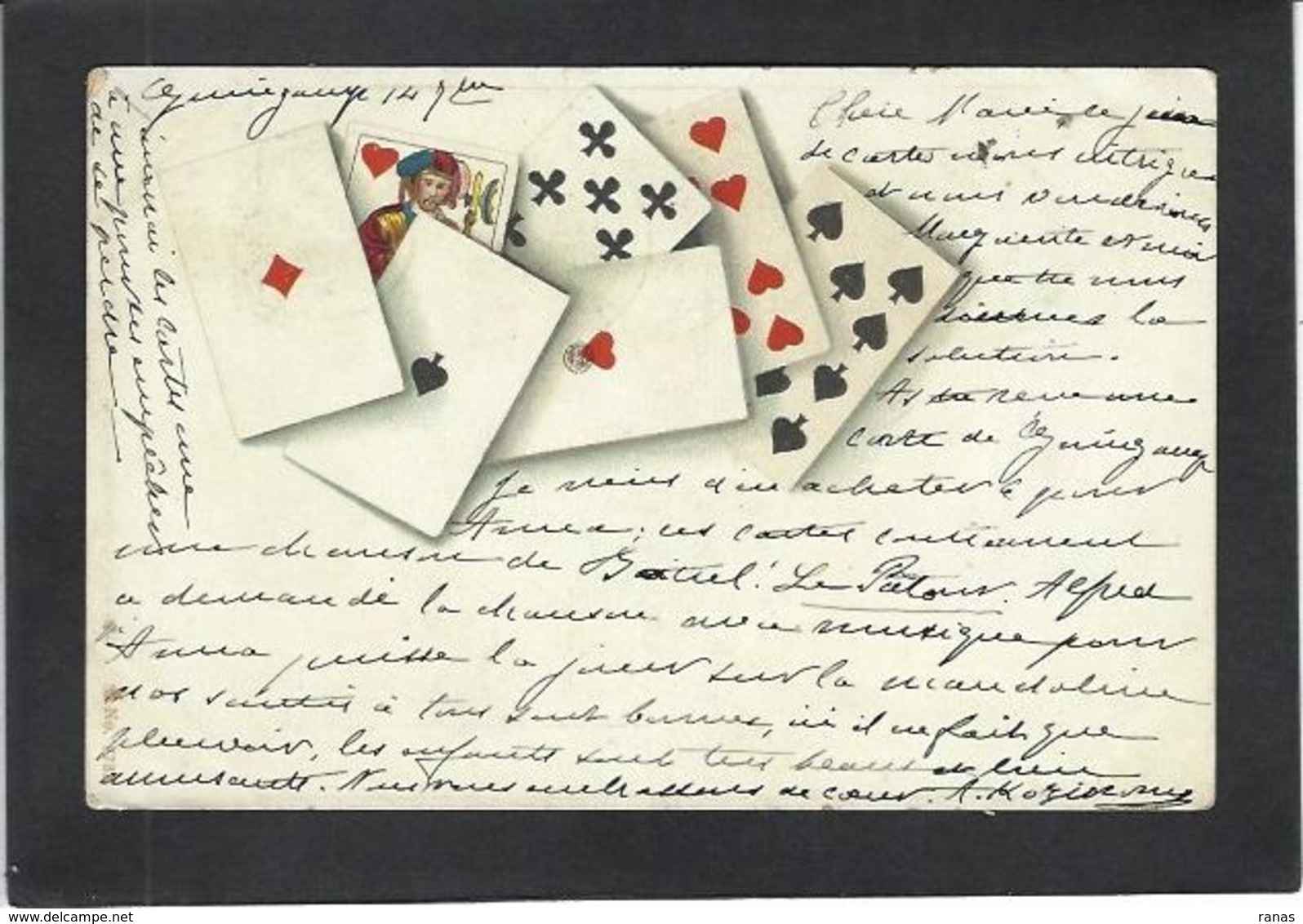 CPA Jeu De Cartes Carte à Jouer Playing Cards Circulé En 1902 - Spielkarten